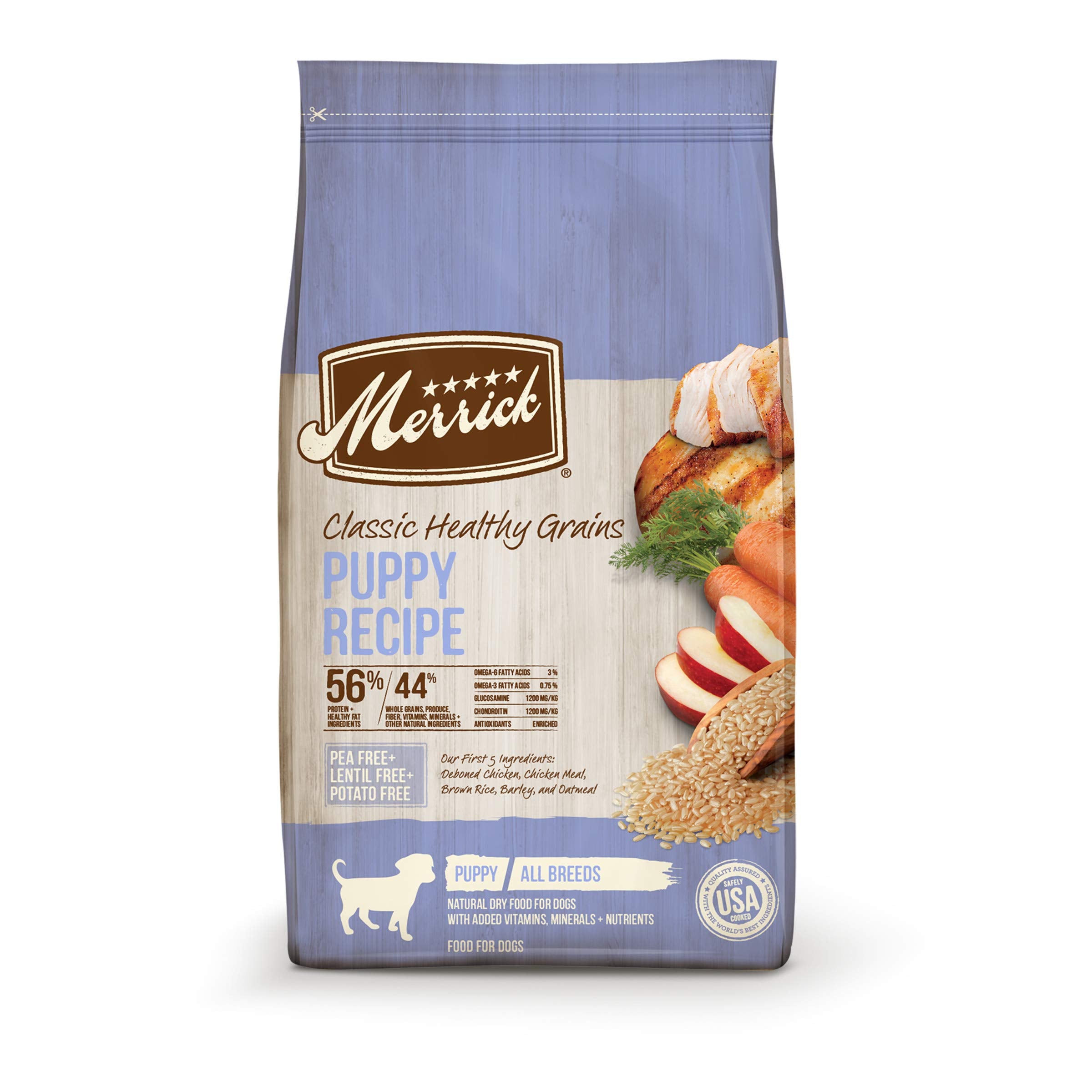 Merrick Healthy Grains Premium Dry Dog Food, Wholesome And Natural Kibble For Healthy Digestion, Puppy Recipe - 4.0 lb. Bag