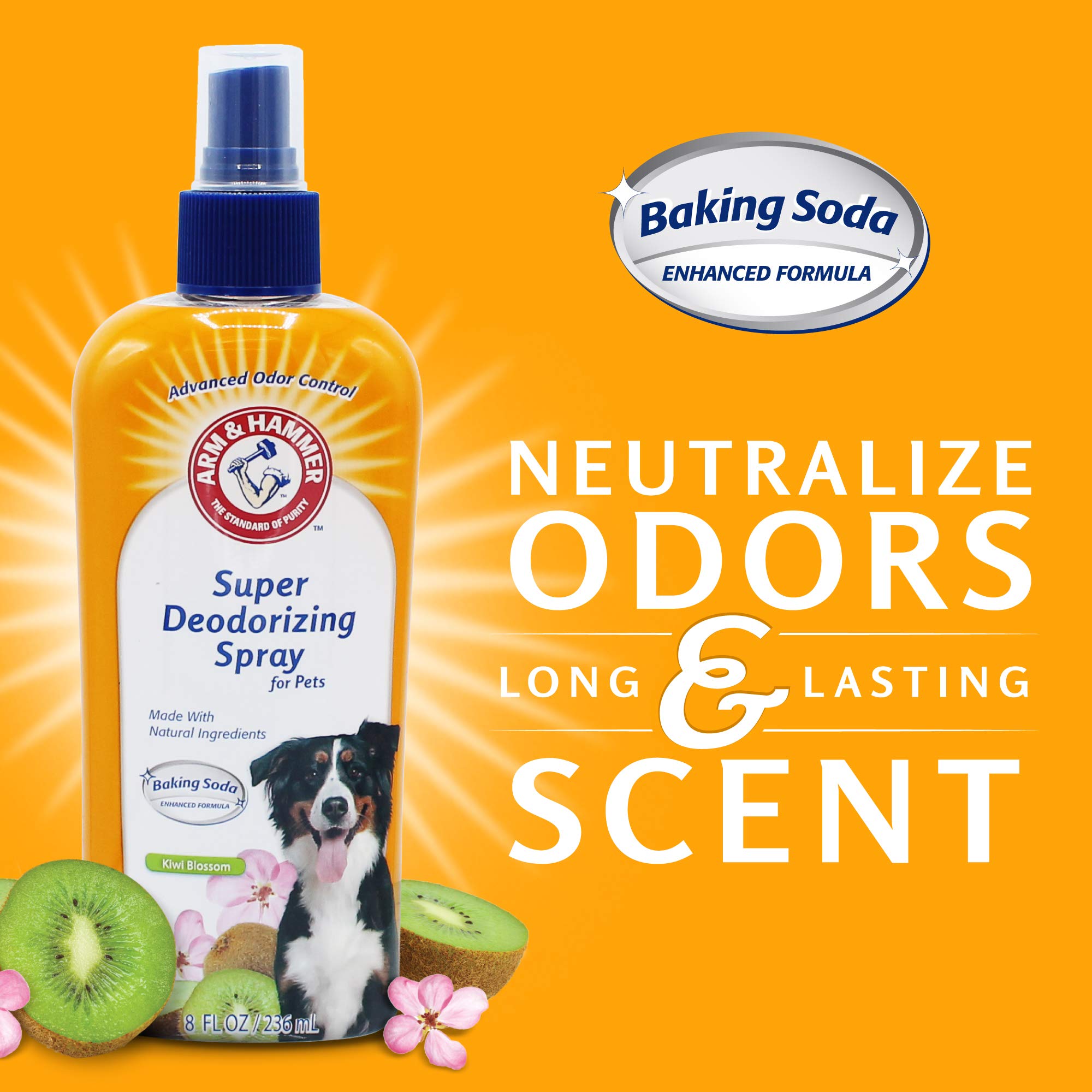 Arm & Hammer Super Deodorizing Spray For Dogs | Best Odor Eliminating Spray For All Dogs & Puppies, Arm & Hammer Baking Soda Enhanced Dog Spray Kiwi Blossom Scent, 8 Oz Dog Spray (6 Pack)