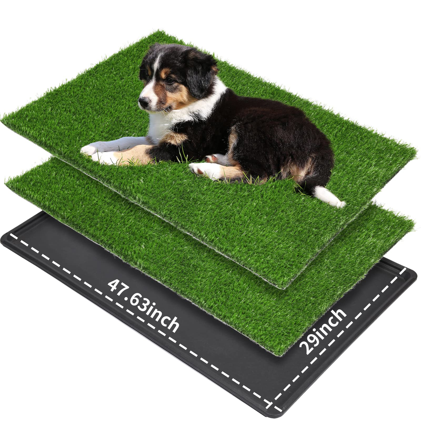 Loobani Large Dog Grass Pad With Tray - Dog Litter Box - Indoor Potty For Apartment And Patio Training - With 2 Packs Grass Pee 