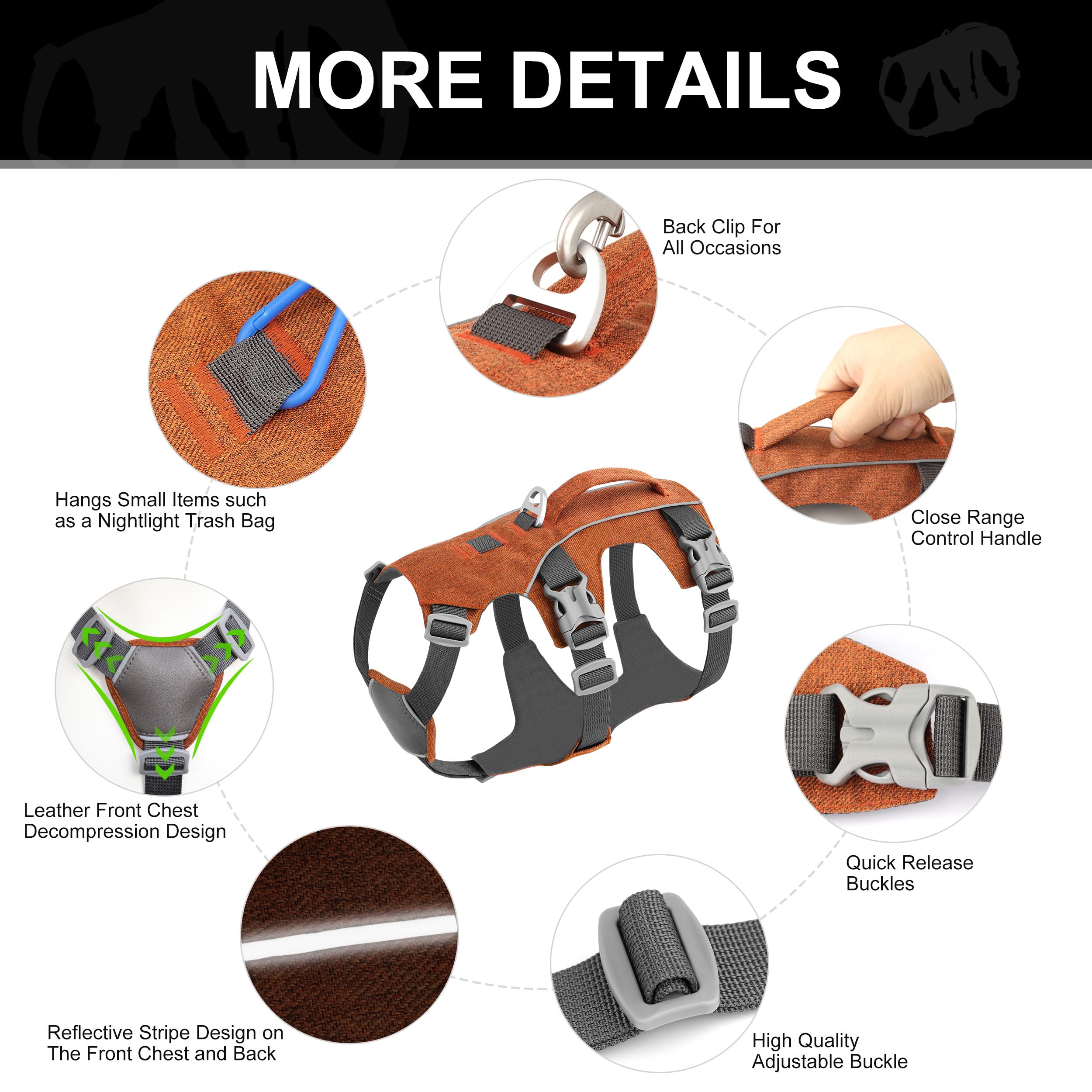 Akailea Dog Harness Medium Sized Escape Proof Dog Harness With Handle, Reflective Puppy Vest, Breathable Soft Full Body Pet Harn