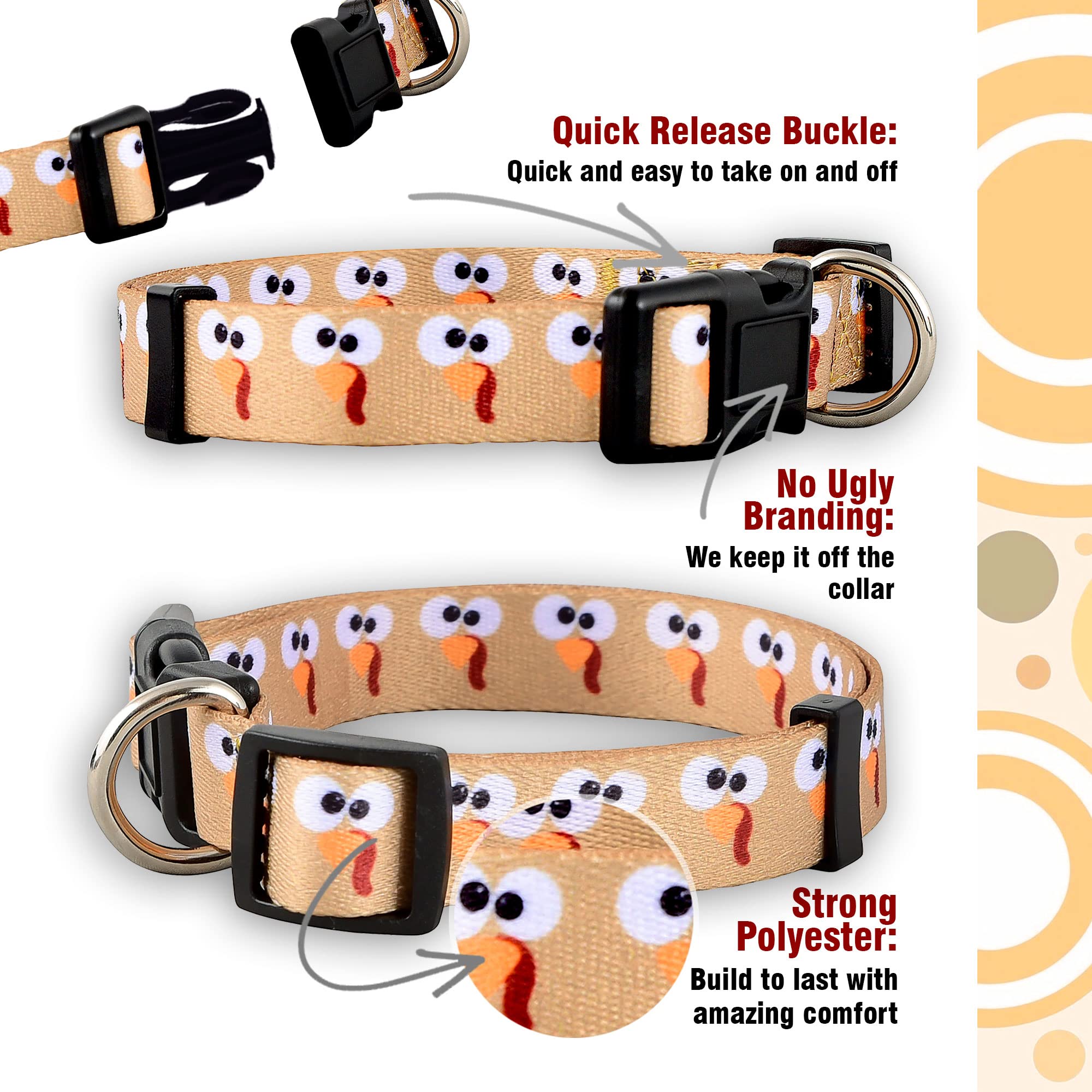 Native Pup Thanksgiving Dog Collar- Fall Collars For Dogs- Autumn Leaf, Turkey, Pumpkin Pie, Holiday Leaves- Girl Boy Puppy- Adj