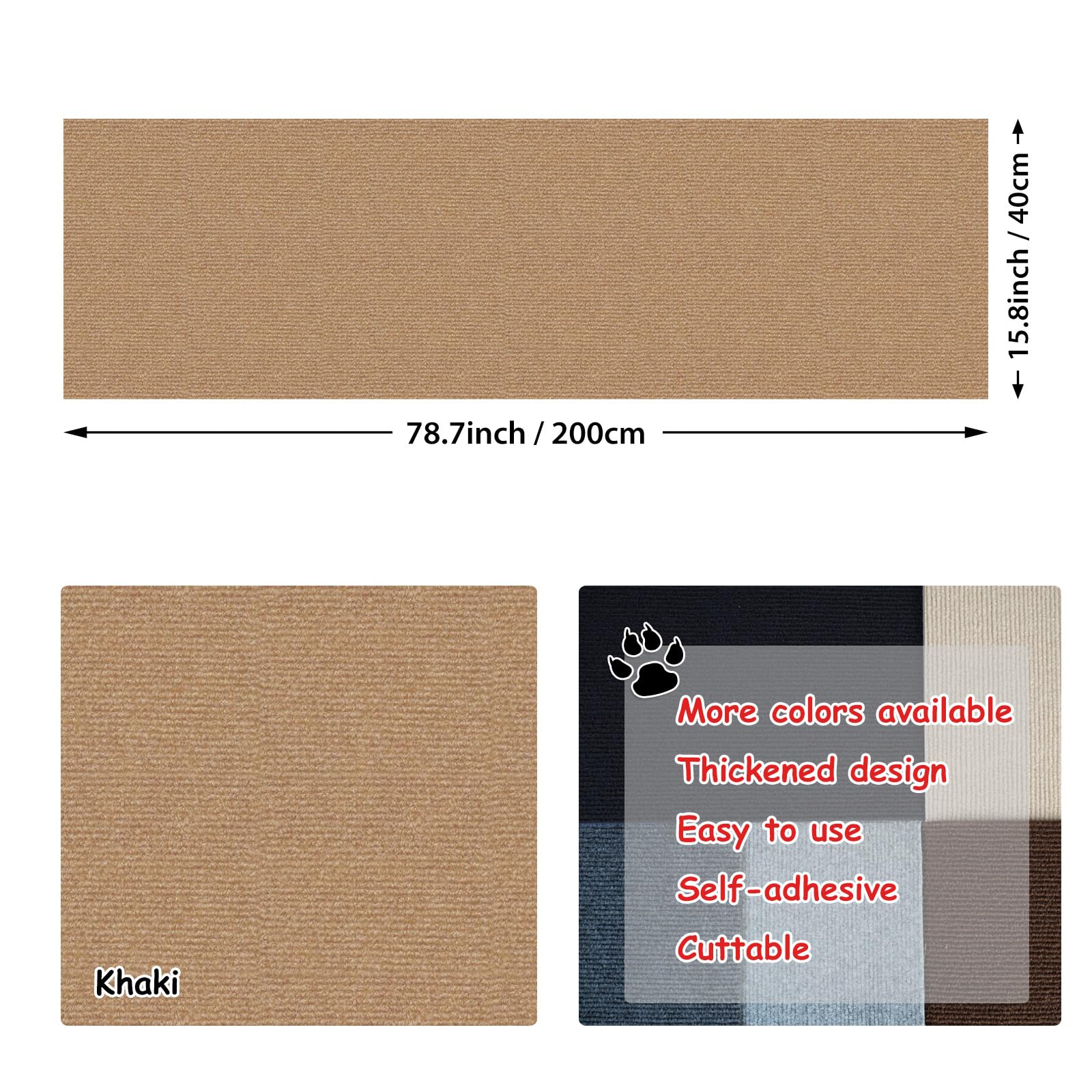 Natuya Cat Scratch Couch Furniture Protector, 78.7X15.8 Self-Adhesive Cats Scratching Pad Deterrent, Trimmable Diy Climbing