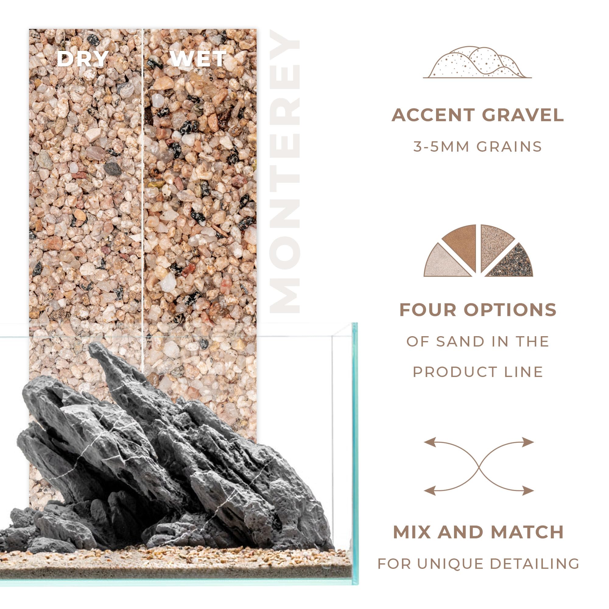 Ultum Nature Systems Controsand Monterey Aquarium Gravel (8L) - Small Pebbles for Fish Tank - Planted Aquarium Rocks - Fish Tank