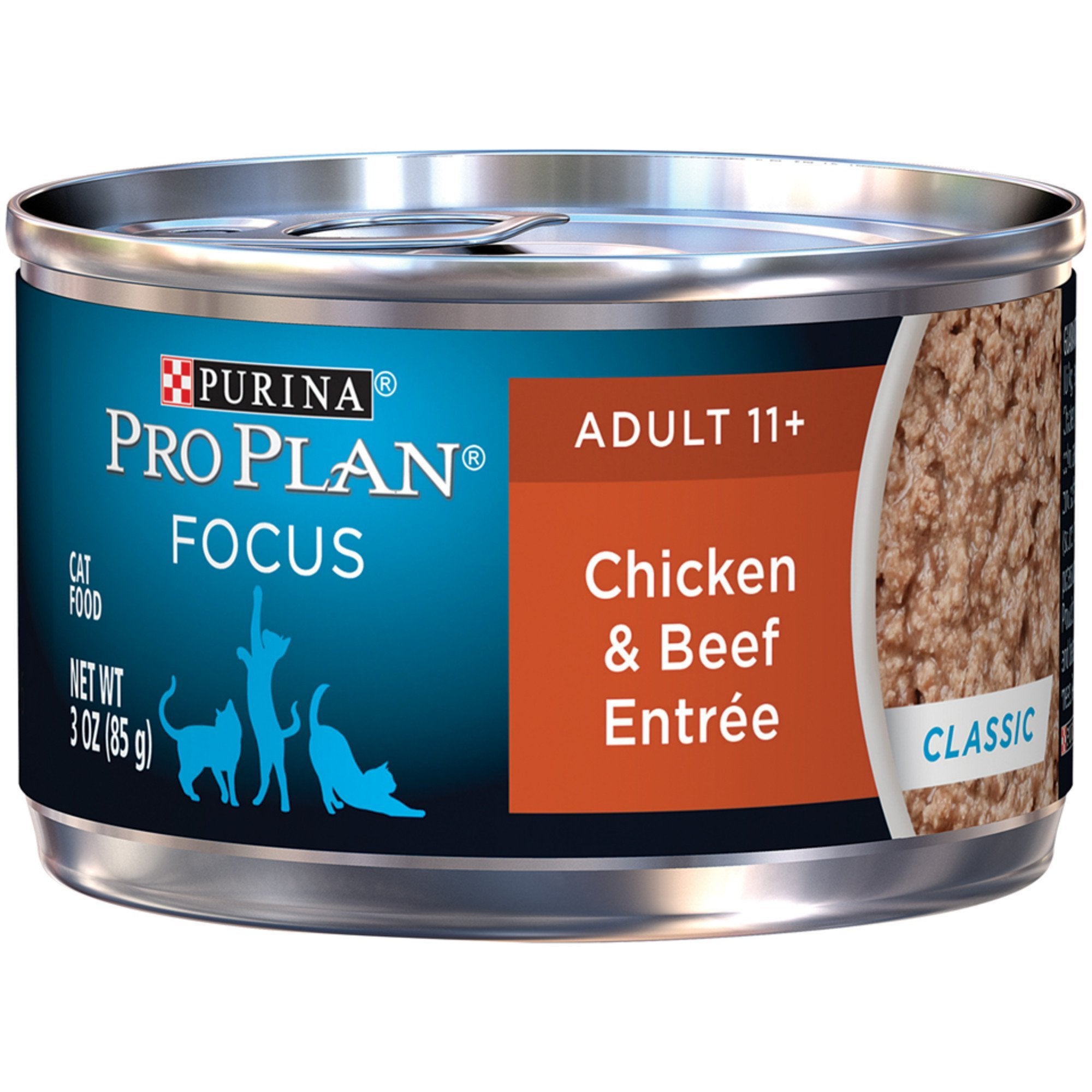 Purina Pro Plan High Protein Senior Wet Cat Food Pate, Chicken & Beef, 3 Oz. Cans, Pack of 24, for Cats 11 Years and Older