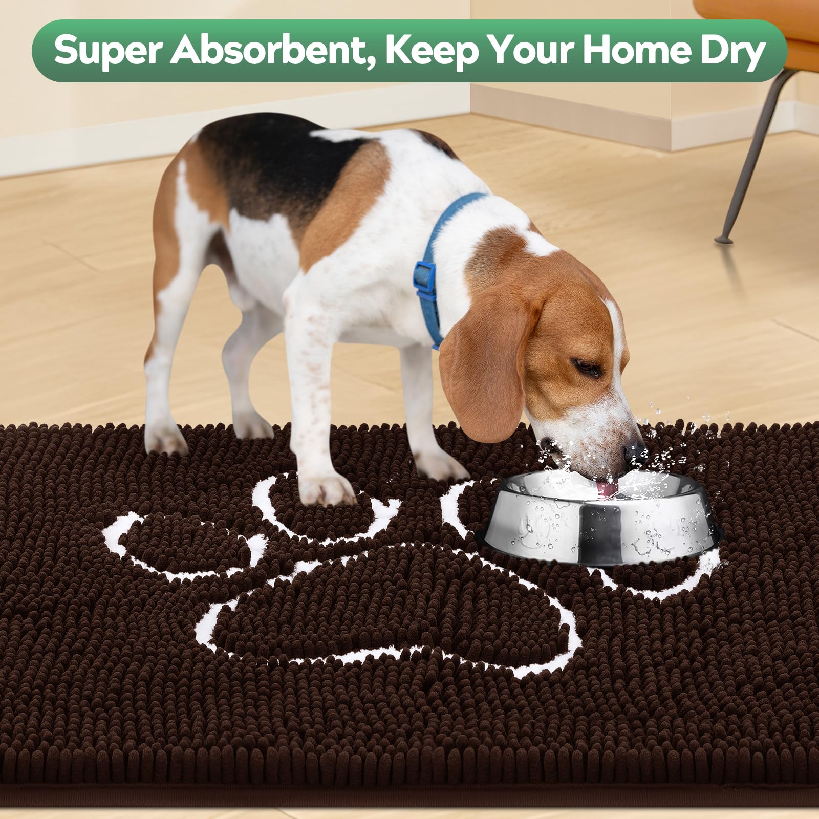 Dog Door Mat for Muddy Paws, Pet Rug Chenille Absorbent Outdoor Doormat 60 x 36 , Non Slip Heavy Indoor Doormat Soft Front Insid