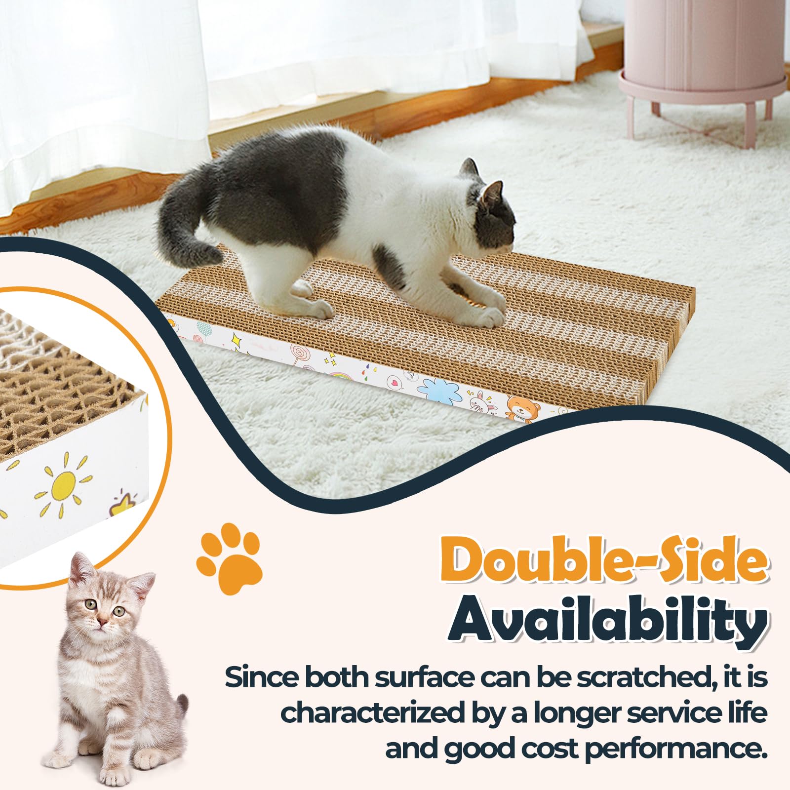 Two Color Splicing Cat Scratching Board, 2 Pcs, Cardboard Cat Scratchers For Indoor Cats, Cat Scratcher Cat Scratch Pad, Reversi