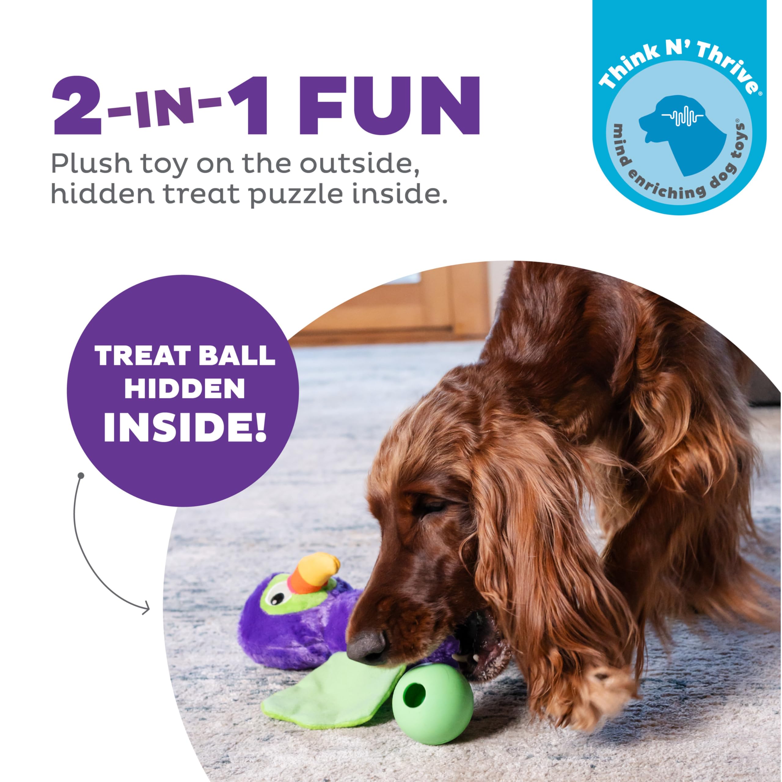 Outward Hound by Nina Ottosson Hide-Ablez Plush Dog Puzzle with Treat Ball, Toucan, Multicolored