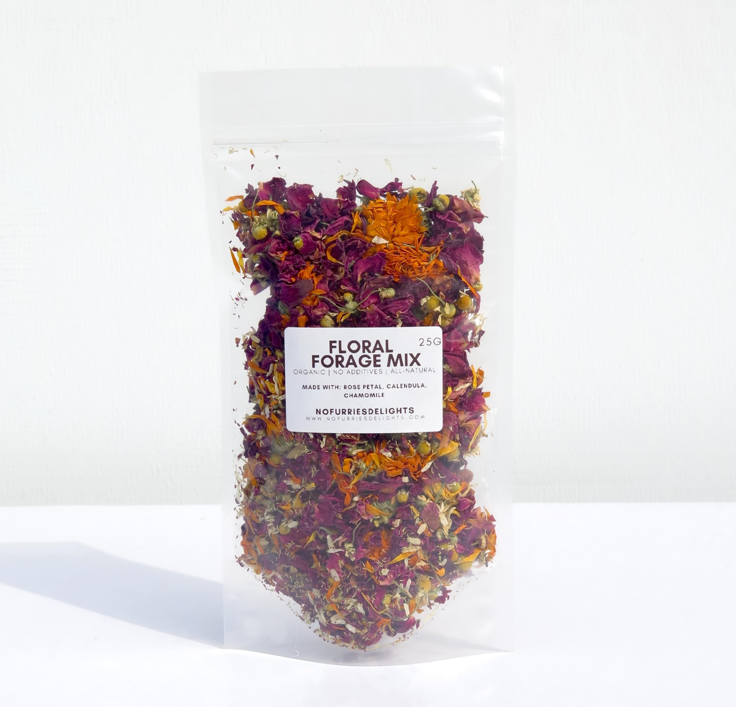 No Furries Delights Forage Mix,100% All Natural Botanical Herb Treat for Rabbit Hamster Guinea Pig Chinchilla Chicken Hermit Cra