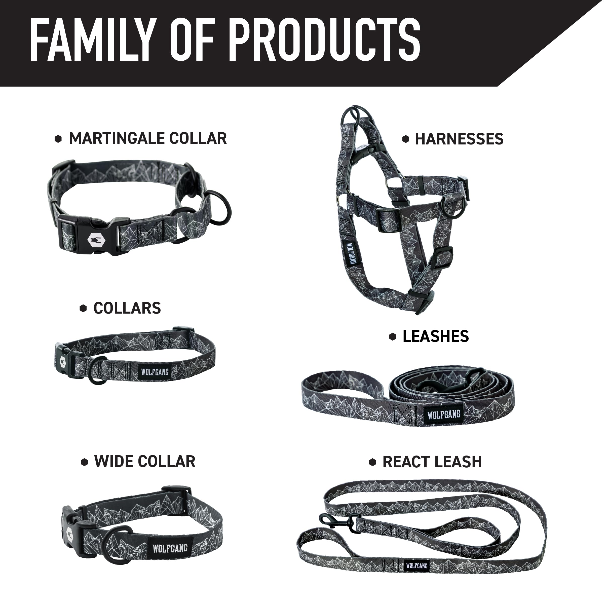 Wolfgang Heavy Duty Adjustable Dog Harness, Pull-Tested to Over 800 lbs for Walking & Training, WolfMountain Print, Small