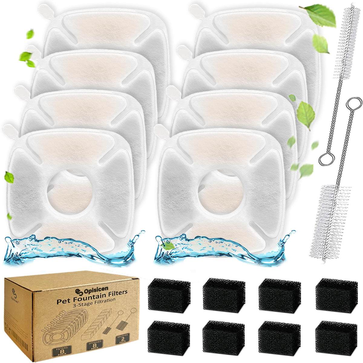 18 Pcs Cat Fountain Filters Replacement Compatible With Veken 95Oz/2.8L Cat Water Fountain Filters Automatic Dog Water Fountain 