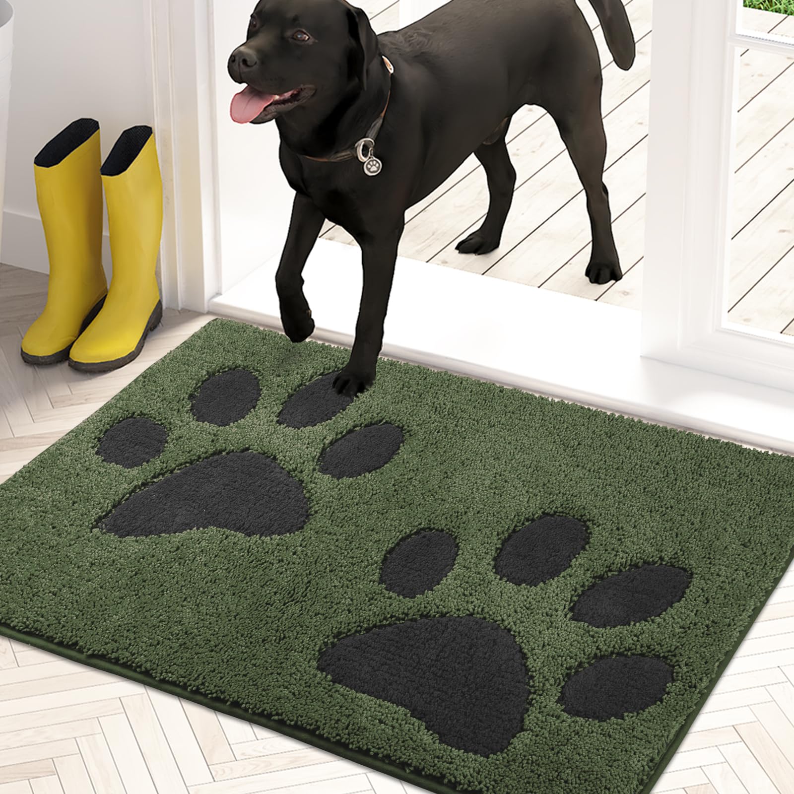 Purrugs Dirt Trapper Door Mat 24'' X 35.5'', Non-Skid/Slip Machine Washable Microfiber Entryway Rug, Dog Doormat, Super Absorben