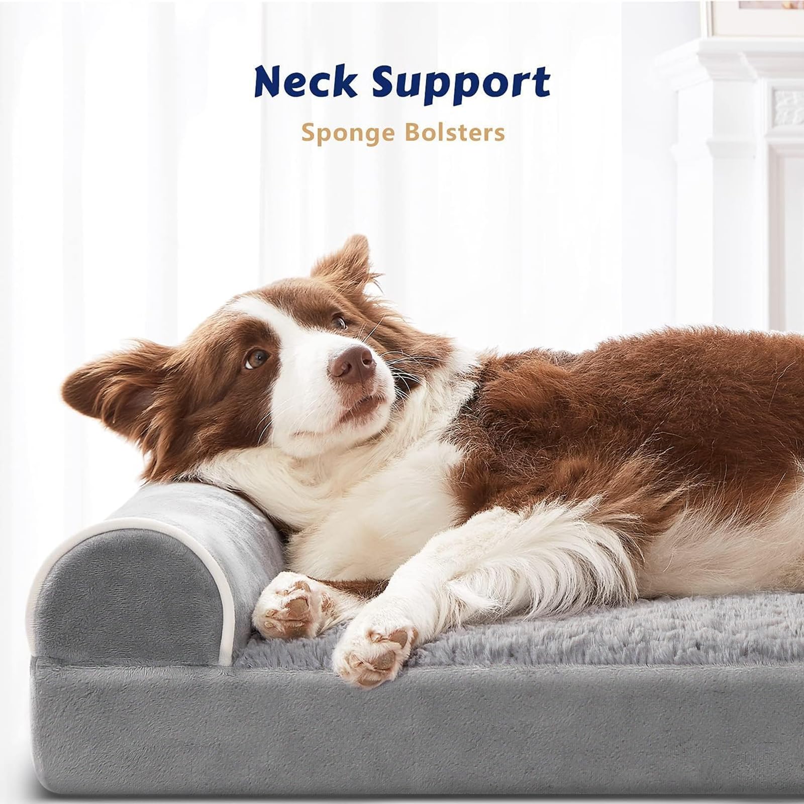 Western Home Orthopedic Dog Beds Medium Sized Dog, Pet Sofa Bed With Removable Washable Cover, Egg Foam Support, Bolster Cushion