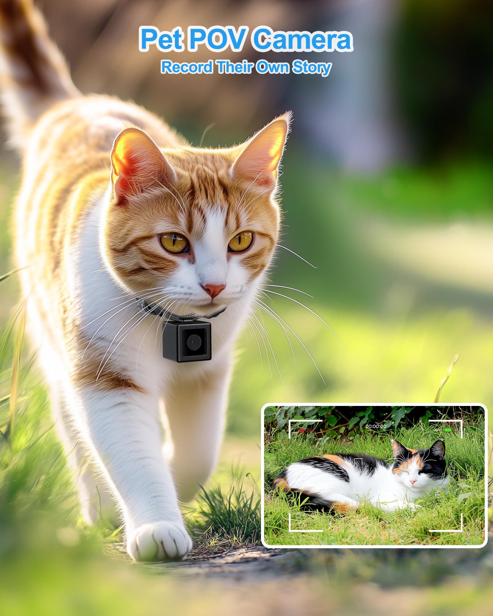 Luminicam Cat Camera Collar, 1080P Video Recording Cameras For Pets,Xs-Size,No App,No Wi-Fi, Cordless Cat & Dog Collar Camera,Po