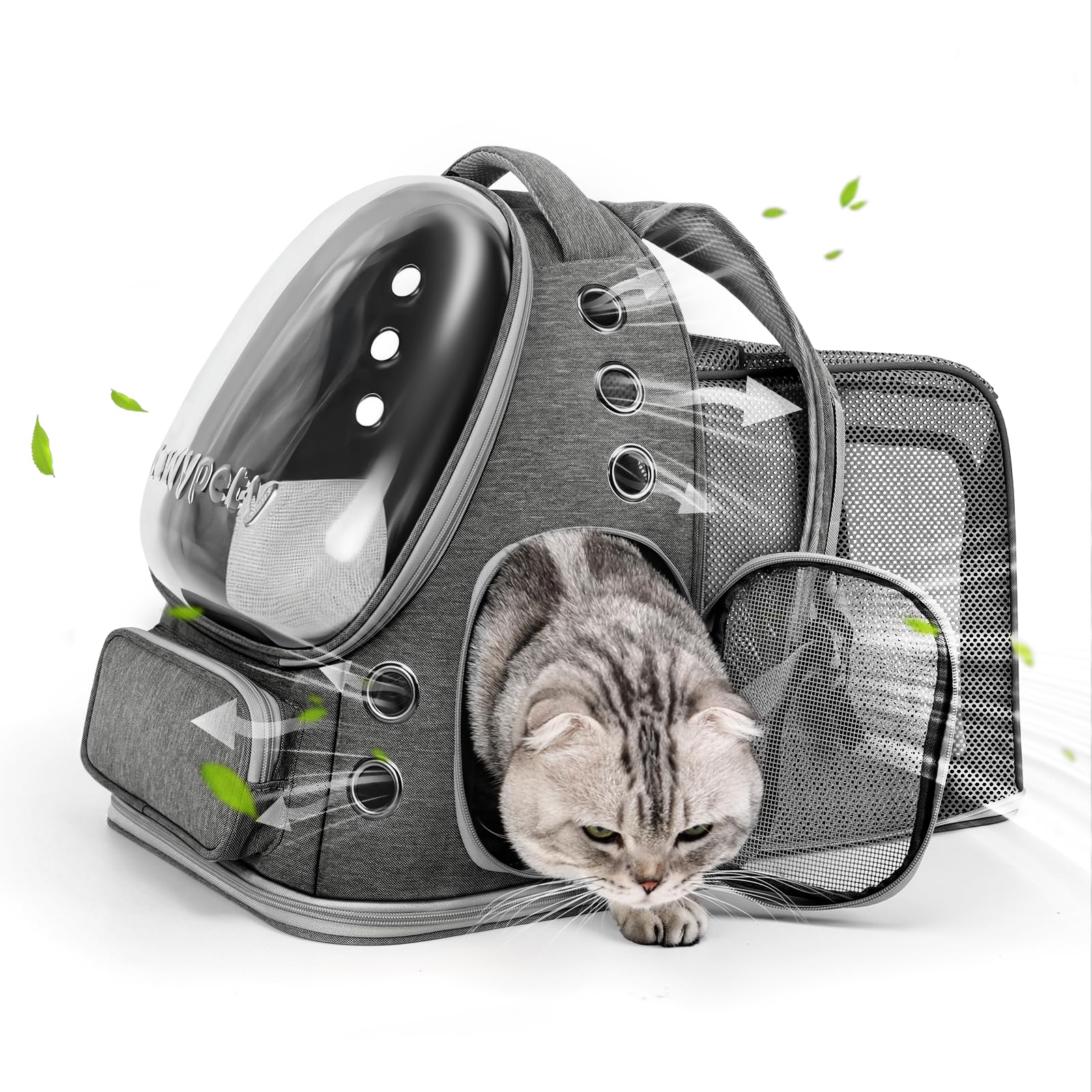 Cawypety Expandable Cat Backpack,Cat Bubble Backpack Carrier For Carrying Cats, Pets And Small Dogs,Airline-Approved,Designed Fo