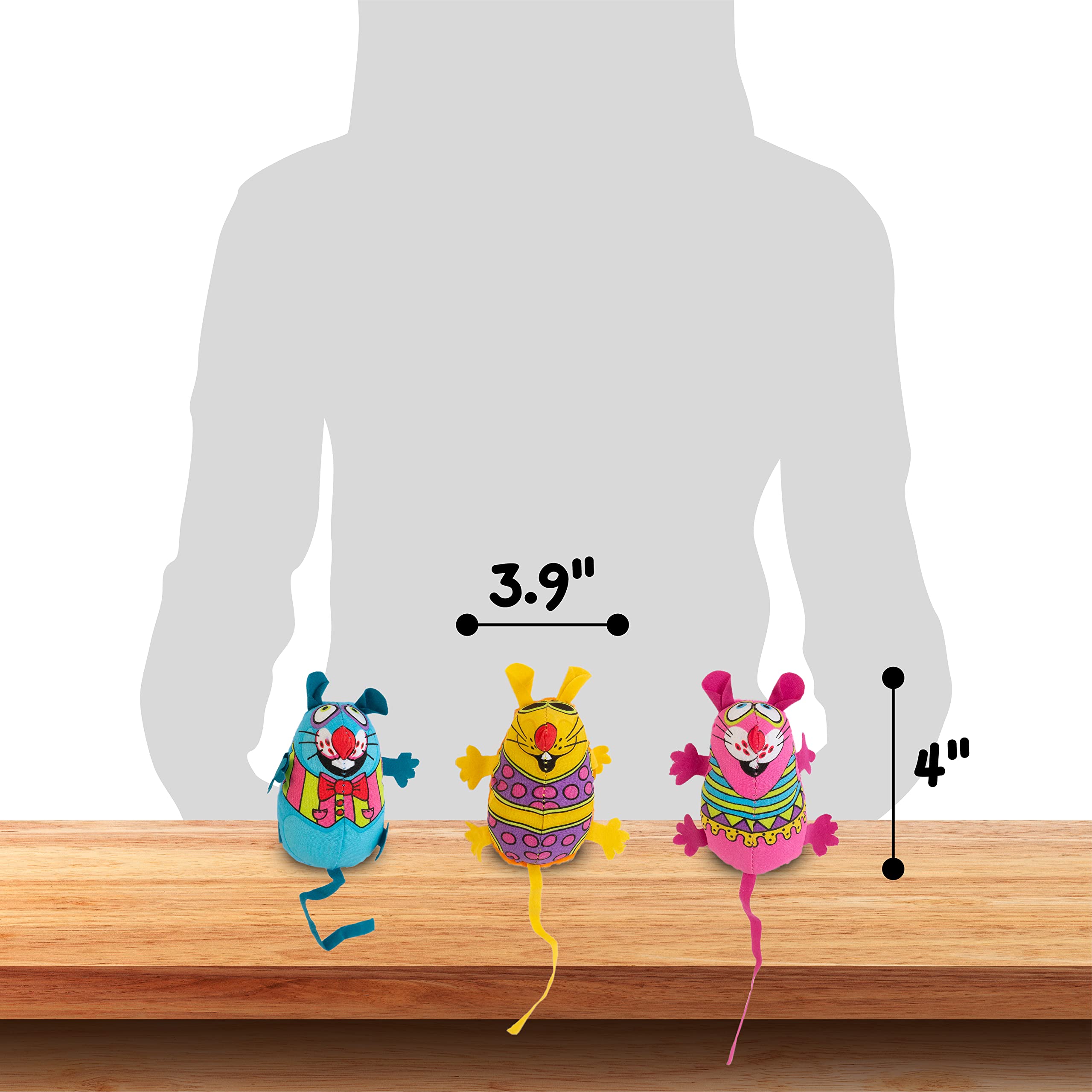 Doskocil Bamboo Pet Cam650384 Fat Cat Kitty Hoots Eeeks Chic Catnip Toy, Multicolor