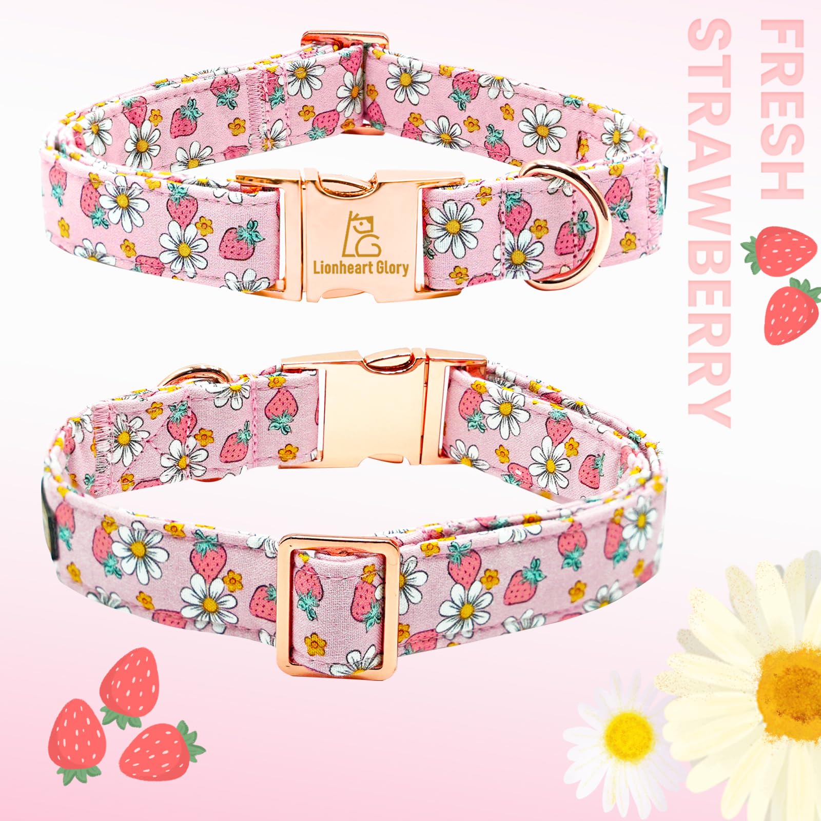 Lionheart glory Dog Collar Flower Collar Pink Dog Collar with Flower Spring Summer Cute Collar Dog Female Soft Durable Adjustabl