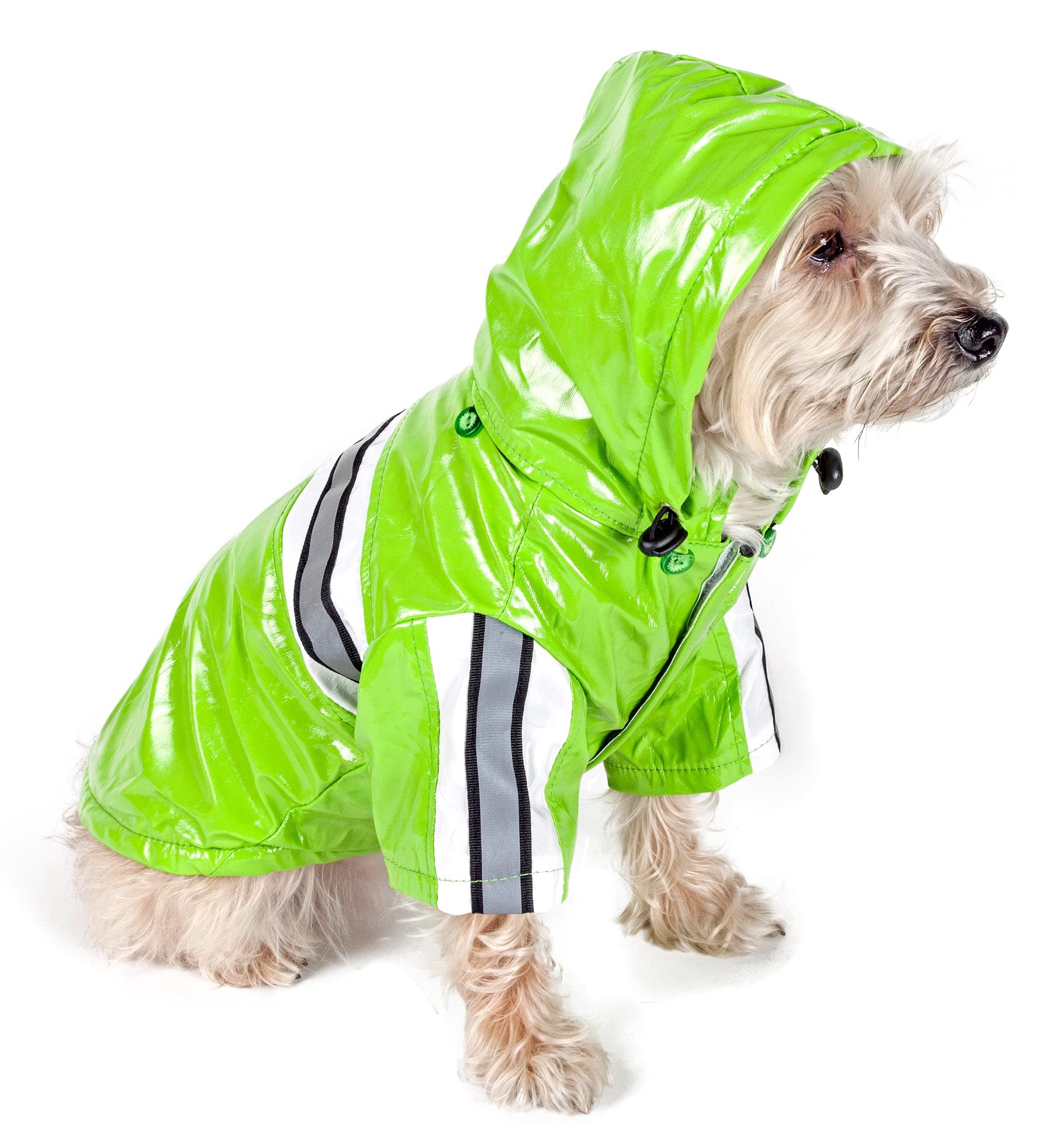 Pet Life  Reflecta-Glow PVC Dog Raincoat - Reflective and Waterproof Dog Coat with Reversible Polar Fleece - Adjustable Pet Rain