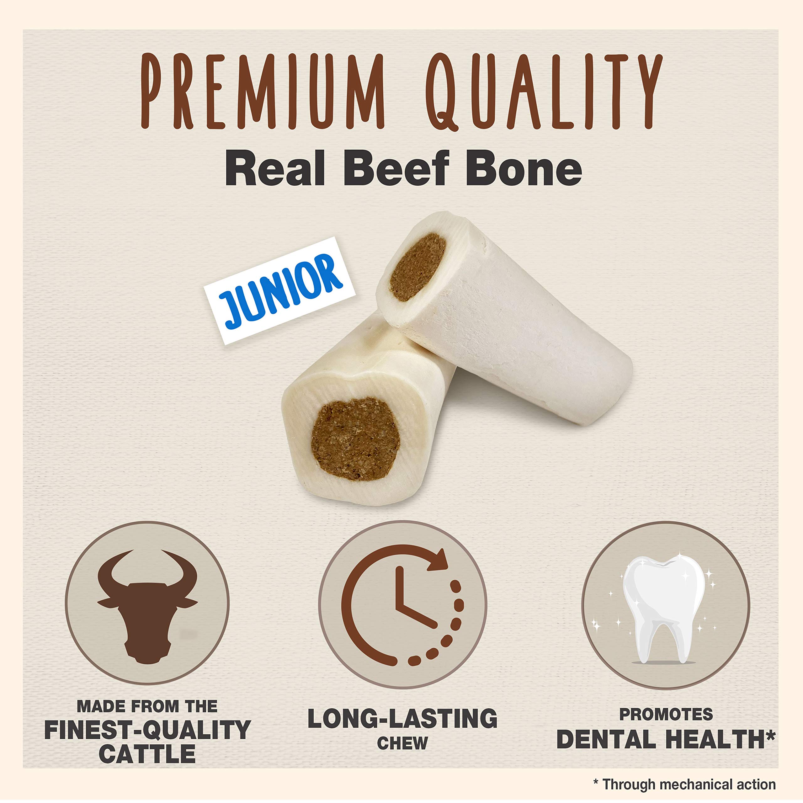 Cadet Junior Stuffed Shin Bones - Highly Digestible, High Protein, Long-Lasting Dog Chew Bone for Aggressive Chewers, Supports D
