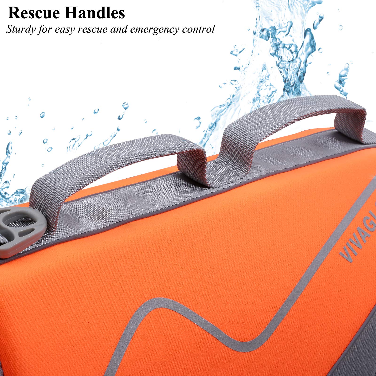 Vivaglory Neoprene Dog Life Jacket Dog Swim Vest For Boating Hunting & Swimming, Lightweight With Leash Ring, L, Orange
