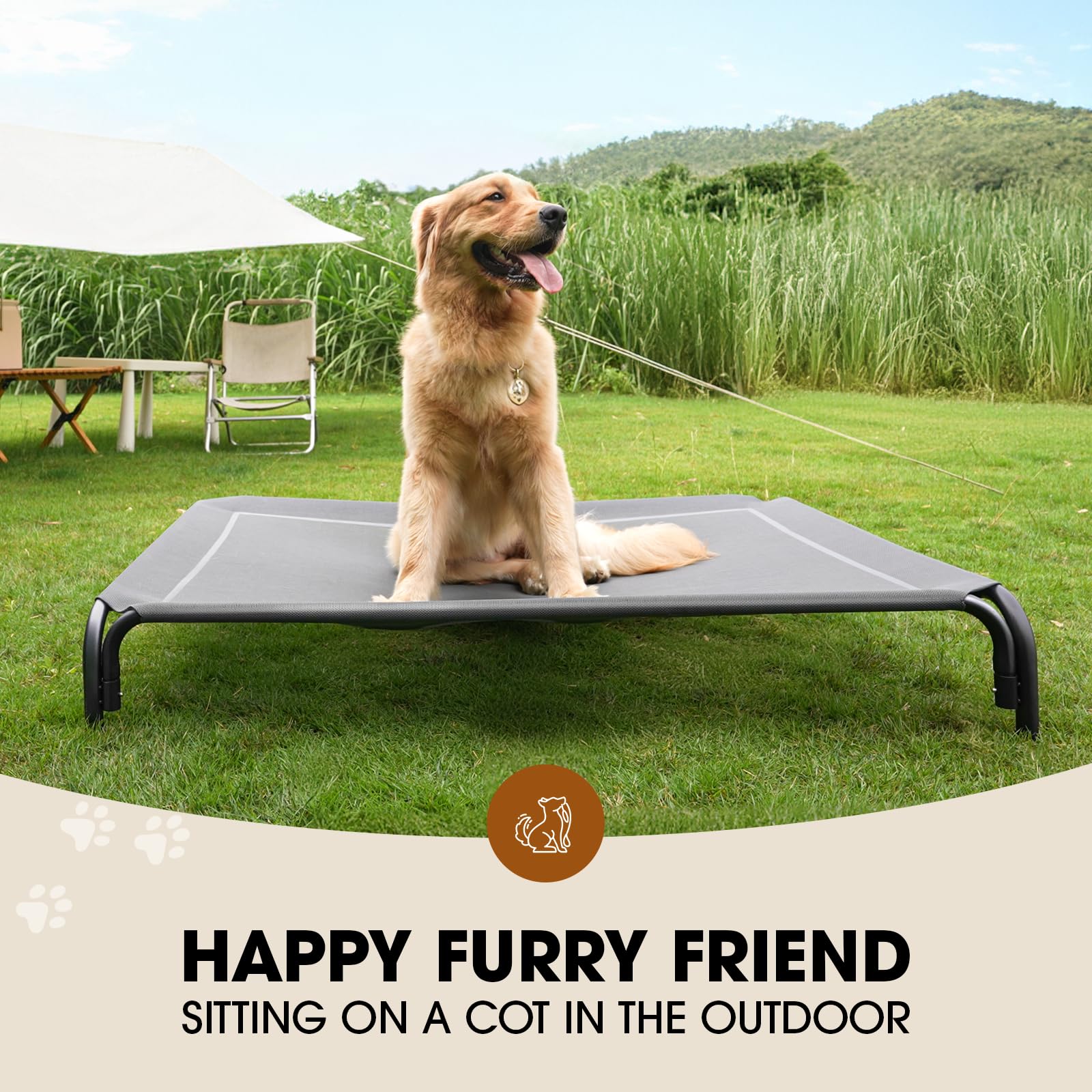 Czpalo Elevated Dog Bed, Raised Outdoor Dog Bed For Medium Sized Dog, Portable Cooling Pet Cot With Breathable & Washable Mesh,