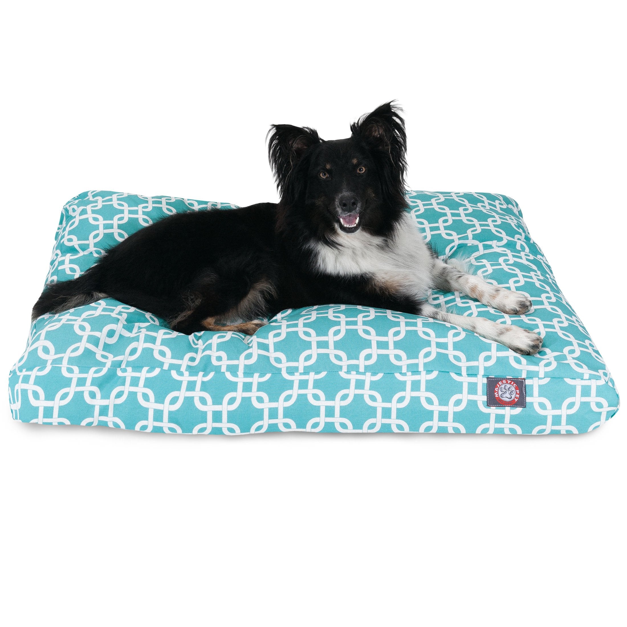 Teal Links Medium Rectangle Indoor Outdoor Pet Dog Bed With Removable Washable Cover By Majestic Pet Products