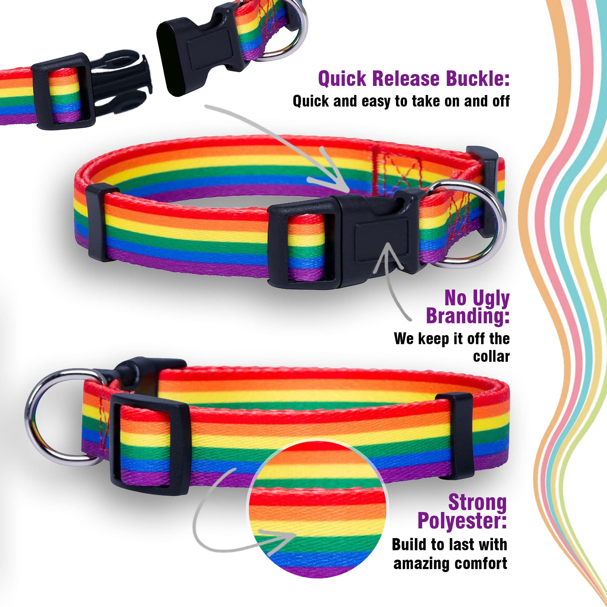 Native Pup Rainbow Flag Dog Collar Gay Pride Stuff For Parade, Lgbtq Flags Equality Pet Apparel Decor Gift And Lgbt Ally Accessories (Large)