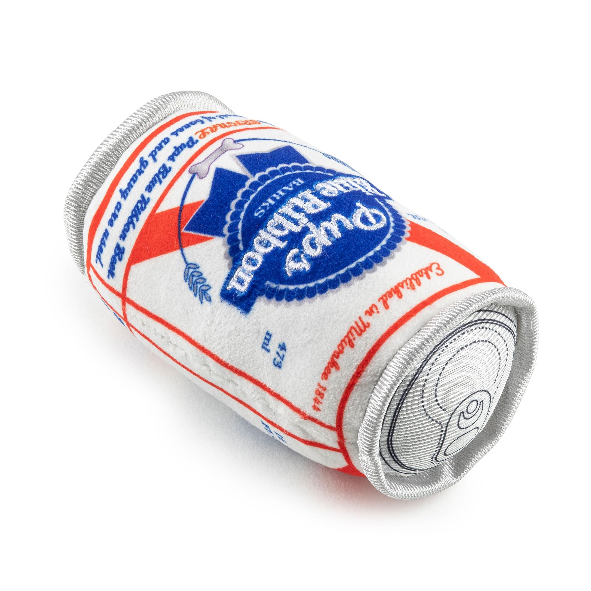 Haute Diggity Dog Pups Blue Ribbon Beer Can, Plush Designer Dog Toys with Interactive Squeaker, Stimulating Pet Enrichment, Mach