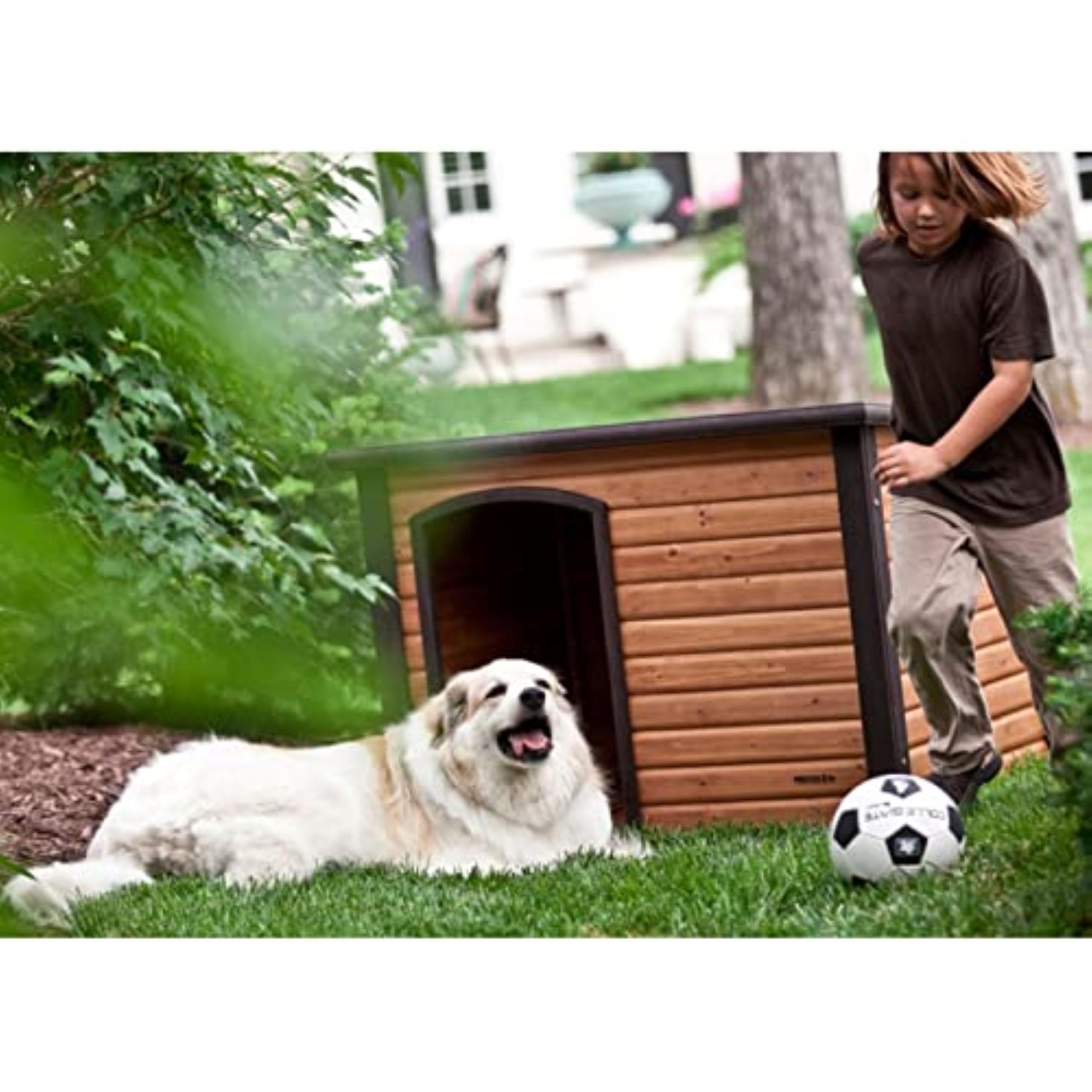 Precision Pet Products Extreme Outback Log Cabin Dog House, Large, Natural Wood (7027013)