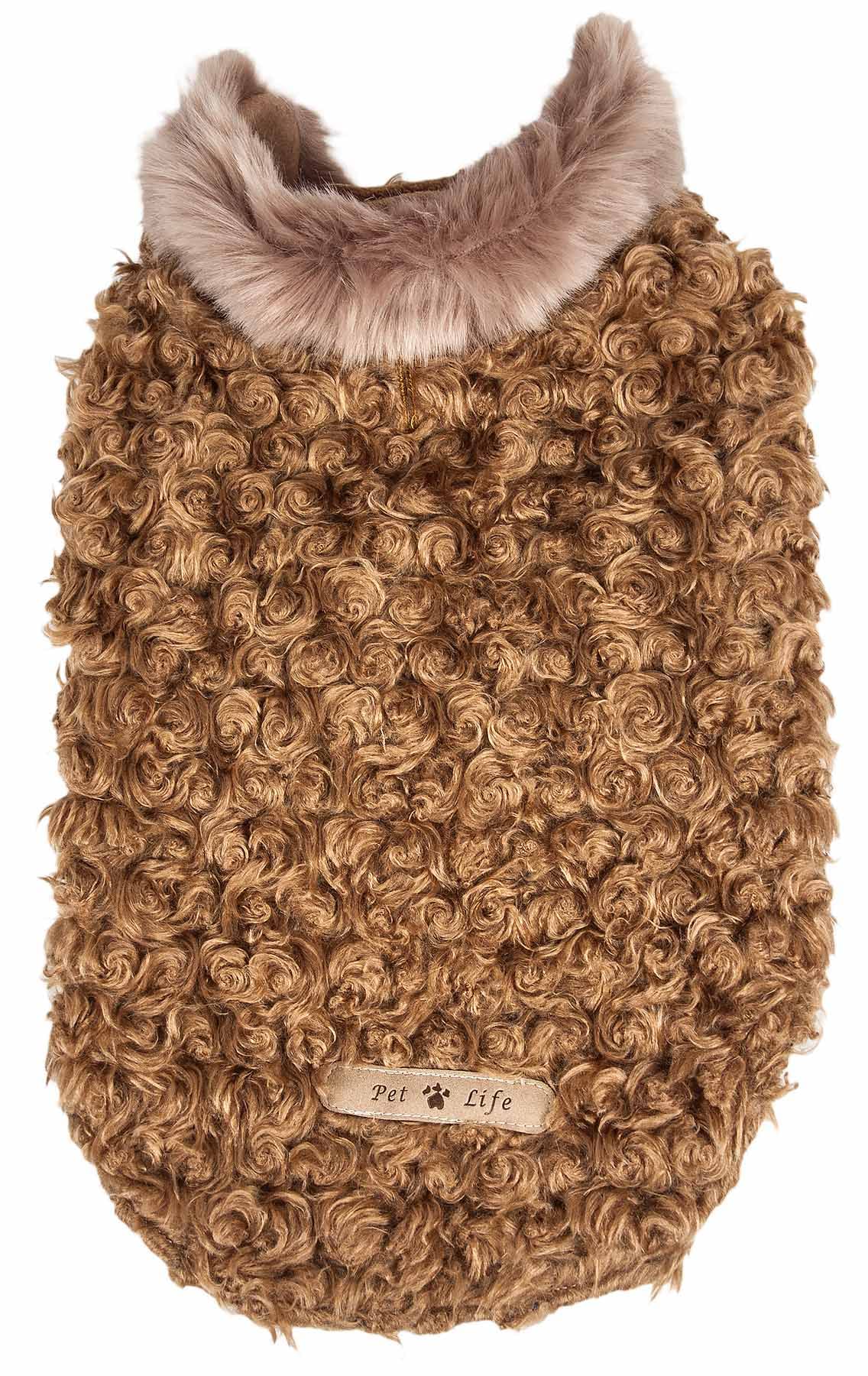 Pet Life ® Luxe 'Furpaw' Shaggy Elegant Designer Fur Dog Coat - Dog Jacket with Hook-and-Loop Belly enclosures - Winter Dog Coats for Small Medium Large Dog Clothes