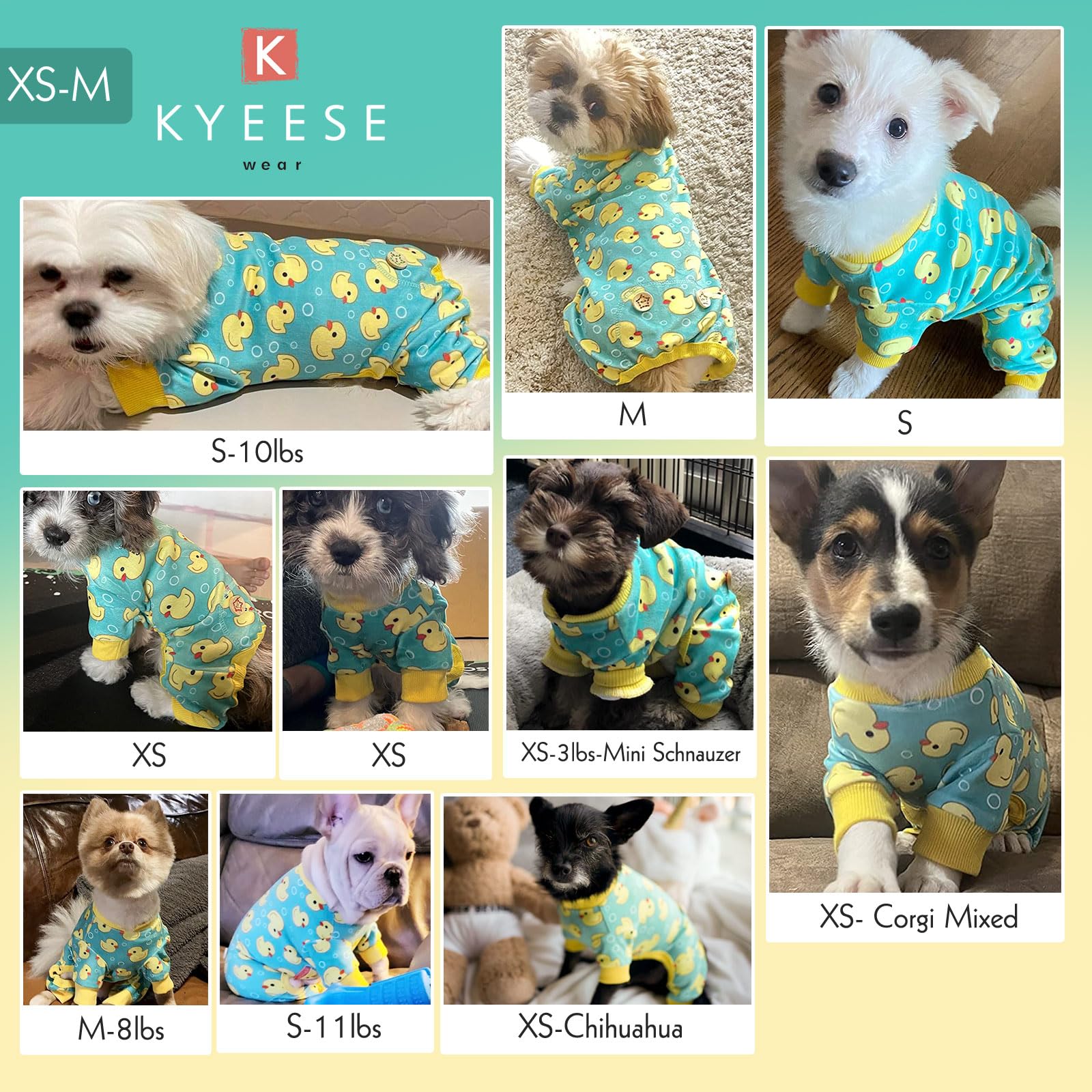 Kyeese Dog Pajamas Yellow Ducks For Small Dogs Soft Material Stretchable Dog Pjs Cat Pajama Dog Apparel
