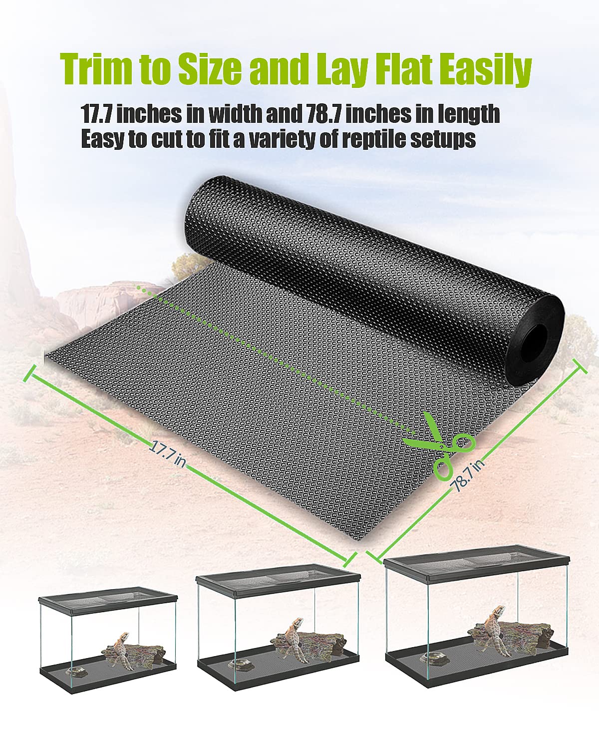 Helidrago Bearded Dragon Tank Accessories, Reptile Substrate Floor, Leopard Gecko Tank Liner Mat For 40 Gallon, 20 Gallon, 50 Ga
