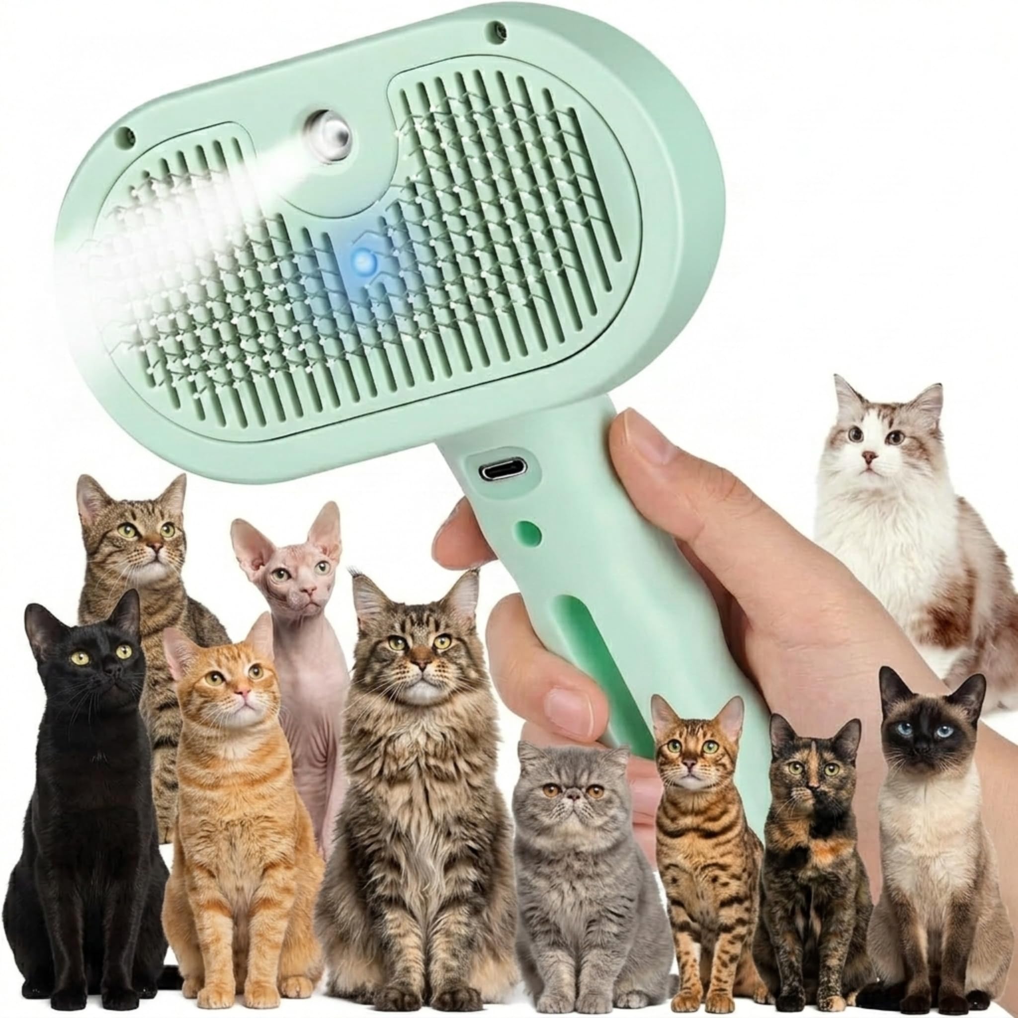 Mak7 4In1 Pet Grooming Brush For Dogs & Cats  Professional Deshedding Tool With Uv Light For Skin Health & Odour Control  La