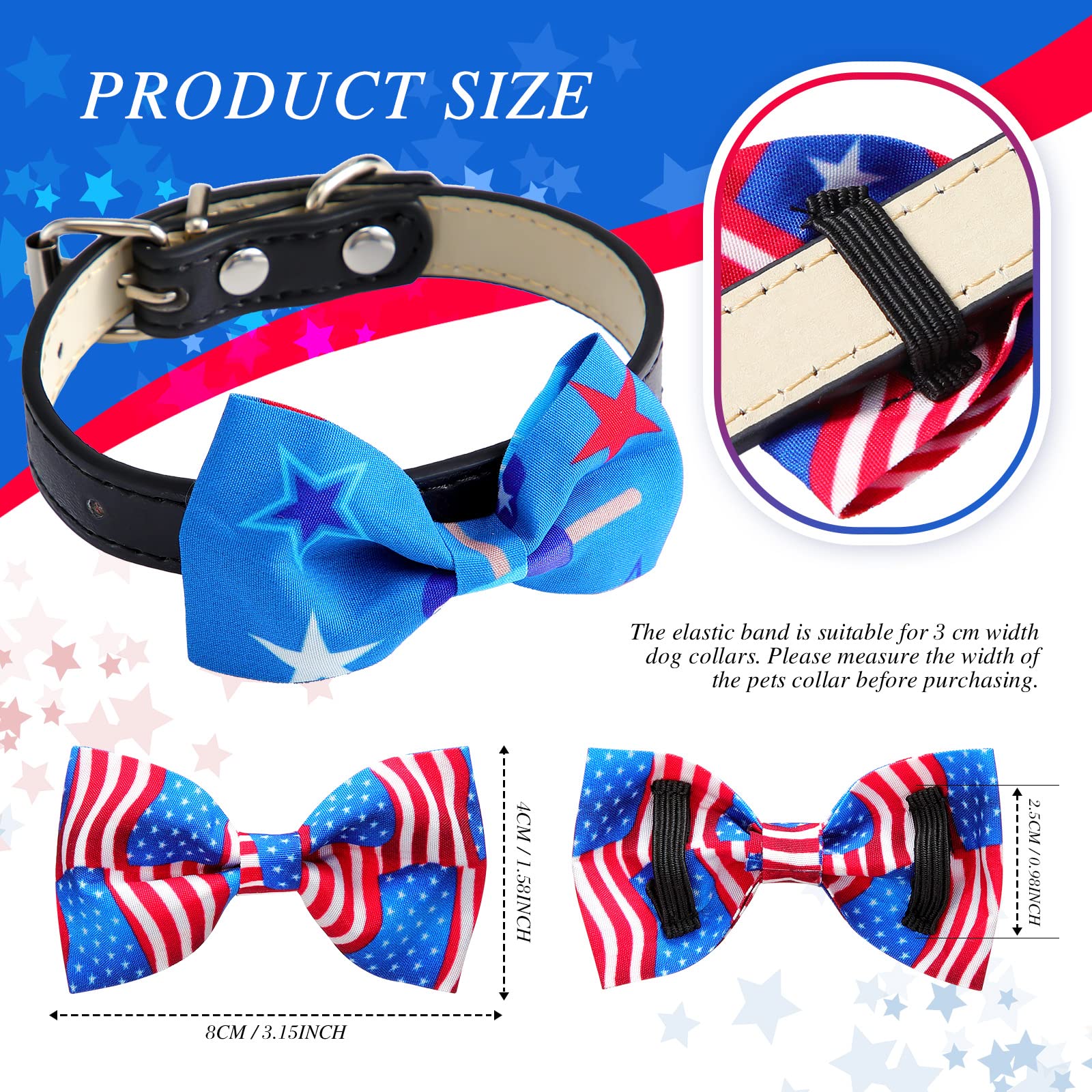 16 Pcs 4Th Of July Summer Pet Bow Tie Collar Attachment, American Flag Dog Bow Ties Patriotic Dog Collar Attachment For Labor Da