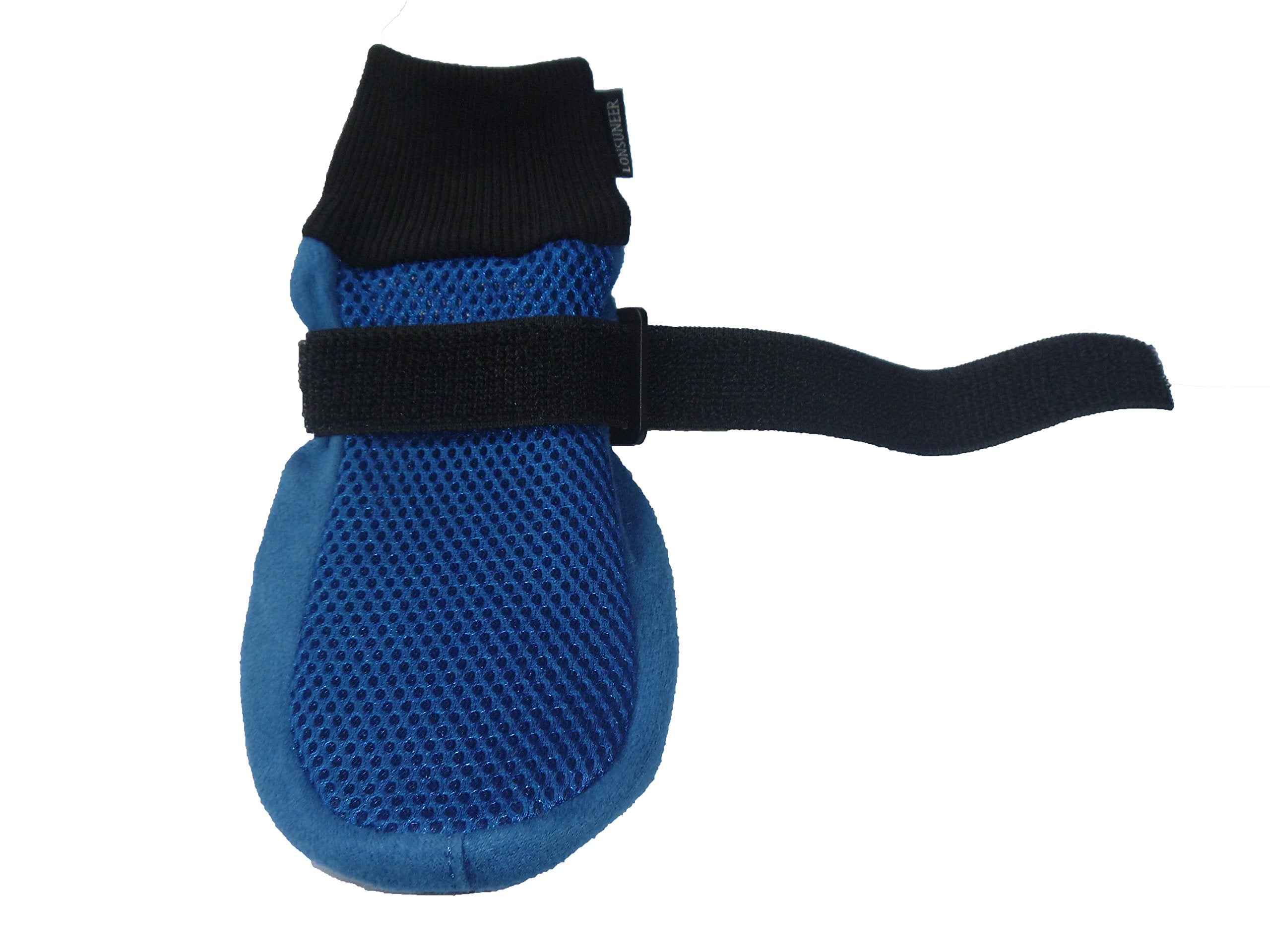 Lonsuneer Dog Boots Breathable And Protect Paws Soft Nonslip Soles Blue Color Size X-Large - Inner Sole Width 3.15 Inch