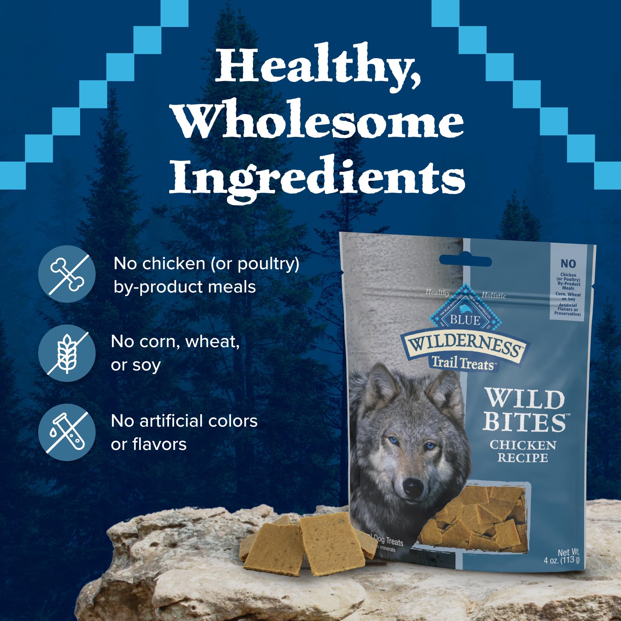 Blue Buffalo Wilderness Grain-Free and High-Protein Dog Treats Made with Natural Ingredients Chicken