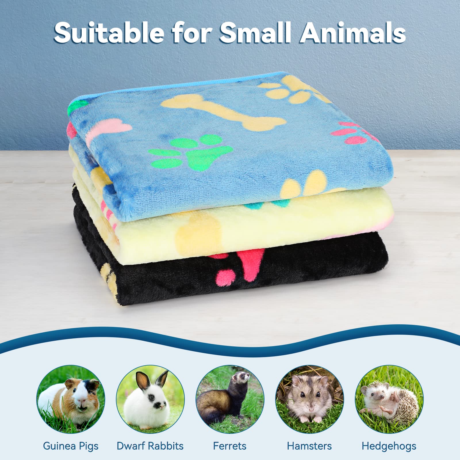 Yuepet 3 Pack Waterproof Guinea Pig Blankets Washable Small Animal Fleece Cage Liners Soft Pet Mat Pigs Bedding For Hamster Rabb