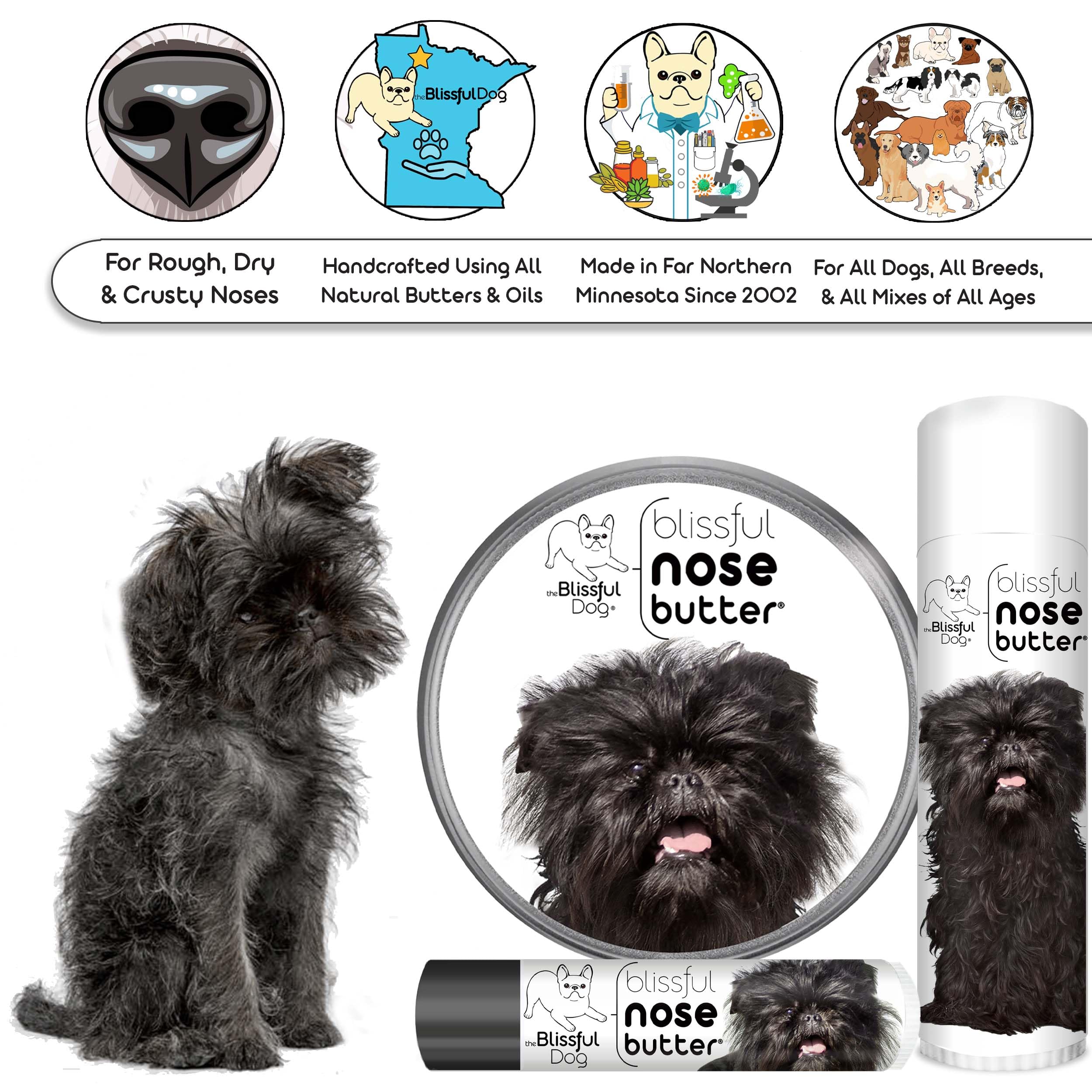 The Blissful Dog Affenpinscher Unscented Nose Butter - Dog Nose Butter, 2 Ounce