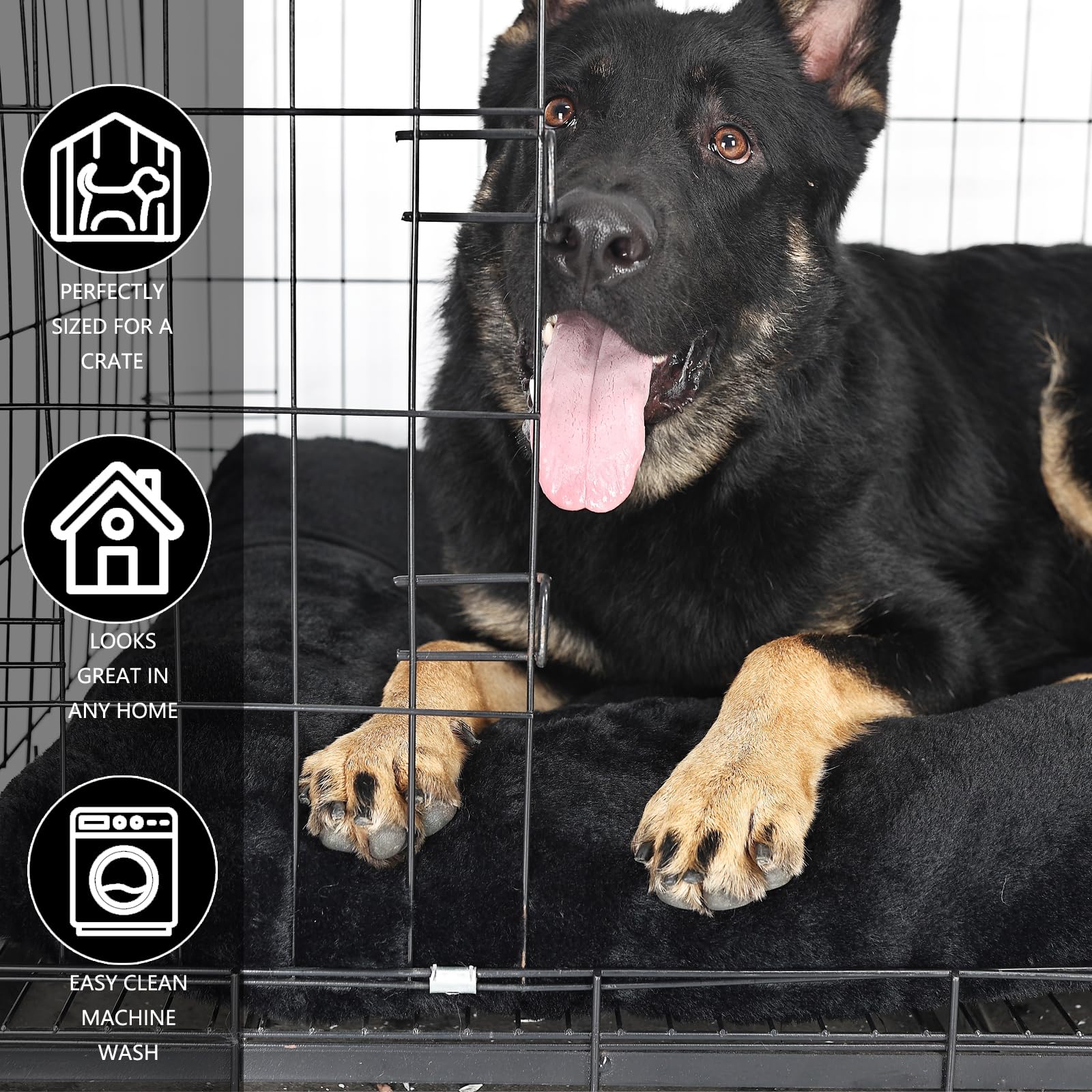 Dog Bed 48 X 30 For Extra Large Dogs Washable With Anti-Slip Bottom Fit Metal Crates Or Cages,Faux Fur Jumbo Crate Bed For Kenne