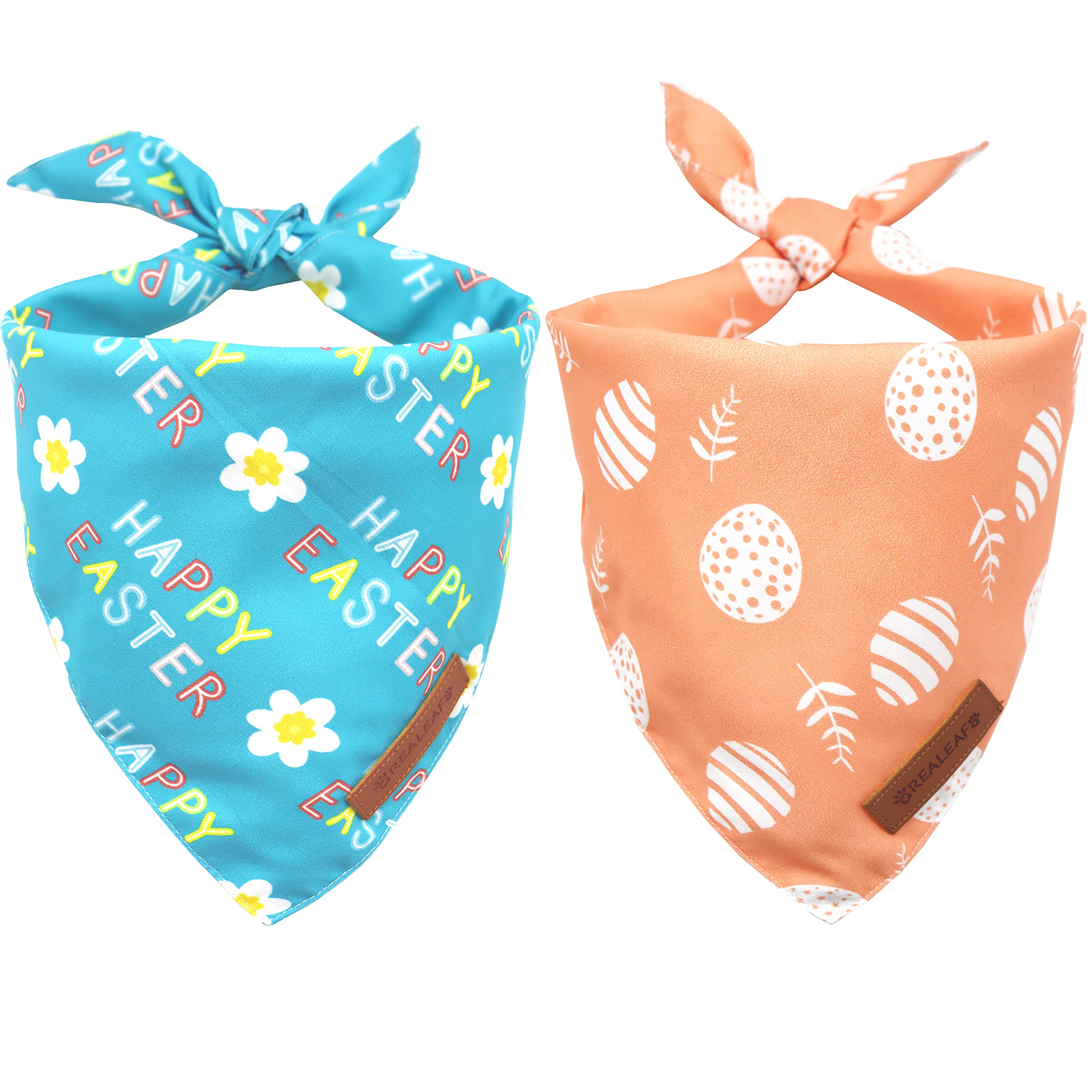 Realeaf Happy Easter Dog Bandanas 2 Pack, Reversible Pet Scarf For Boy And Girl, Premium Durable Fabric, Holiday Bandana For Small Medium Large And Extra Large Dogs (Large)