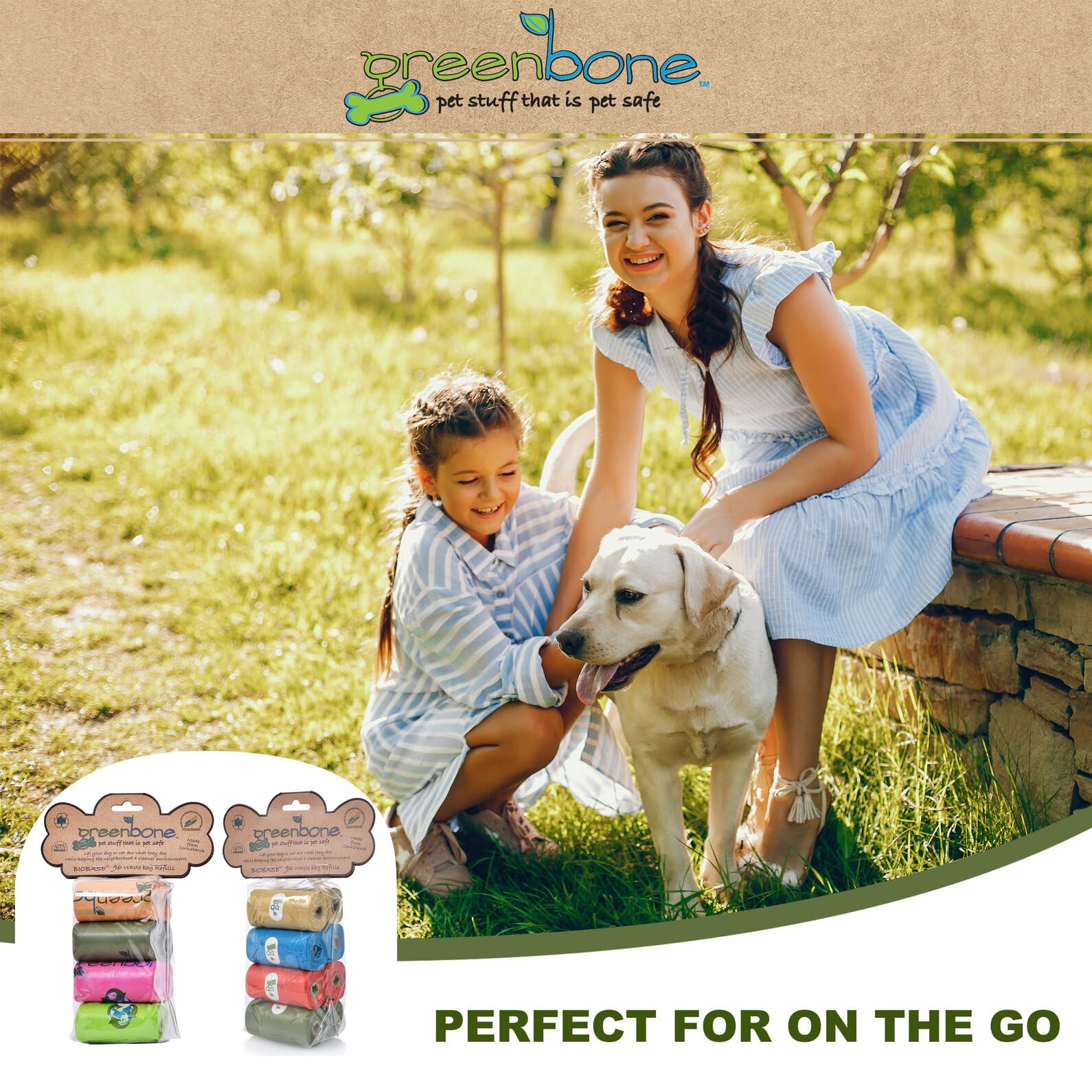 Greenbone Biobase Pet Poop Bags - 8 Rolls, 96 Bags - 13 Inch X 9 Inch