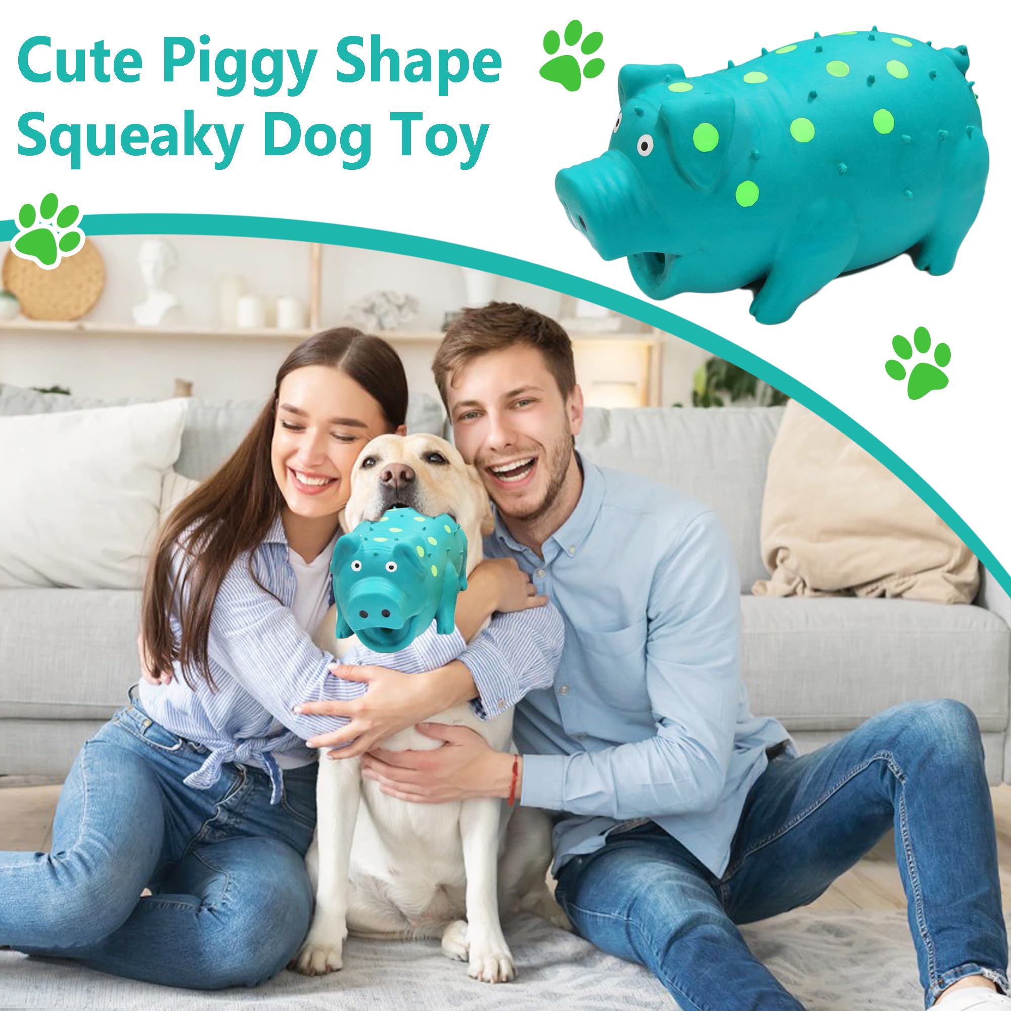Llspet Squeaky Pig Dog Toy That Oinks, Latex Pig 8 Inch Grunting Dog Toys, Durable Dog Chewing Toys For Small Medium Large Dogs(