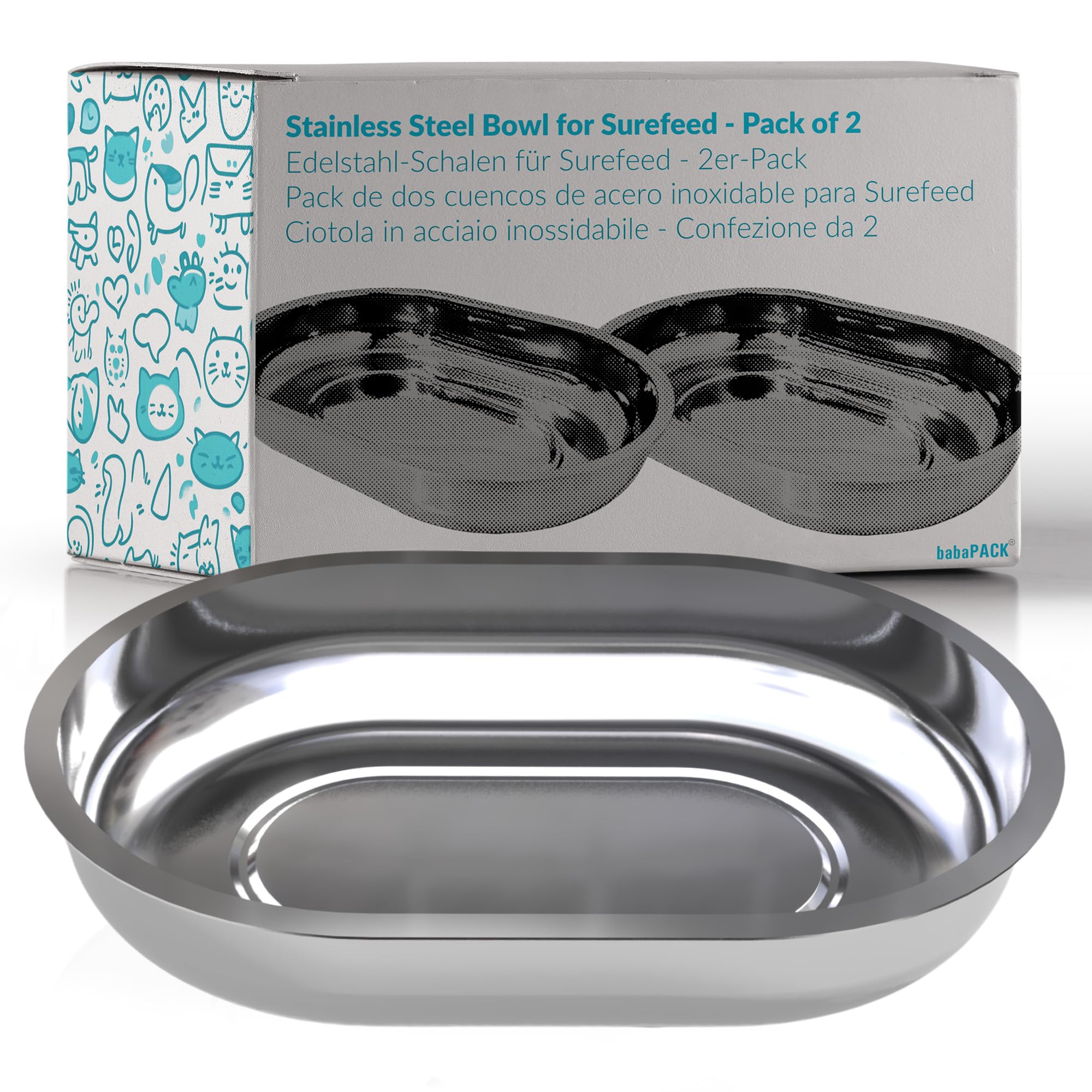 Stainless Steel Bowls For Surefeed, 2-Pack