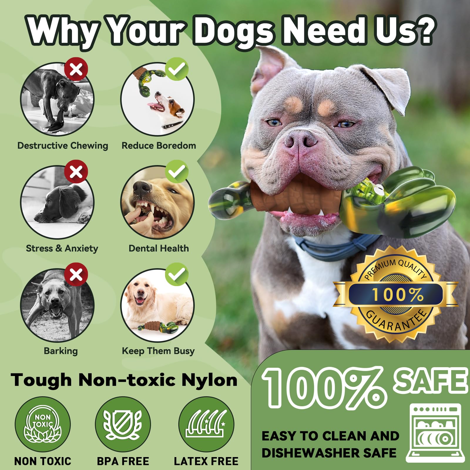 Bikiisen Squeaky Dog Toys For Aggressive Chewers For Large Dogs, Interactive Dog Chew Toy To Keep Them Busy, Indestructible Sque