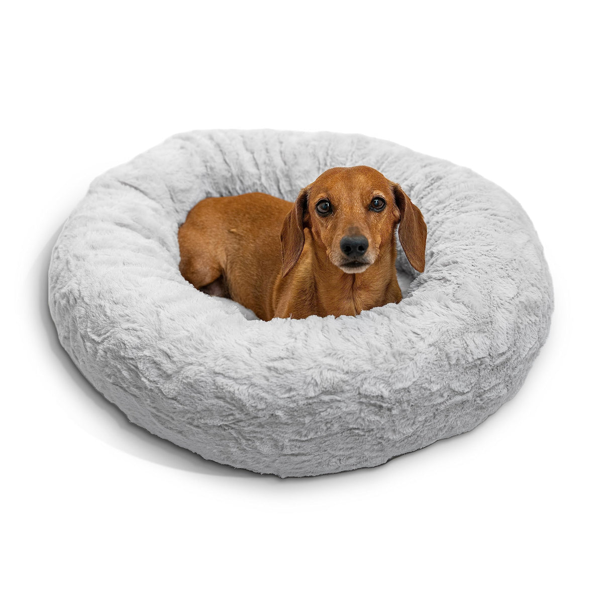 Best Friends By Sheri The Original Calming Donut Cat And Dog Bed In Lux Fur Gray, Small 23X23