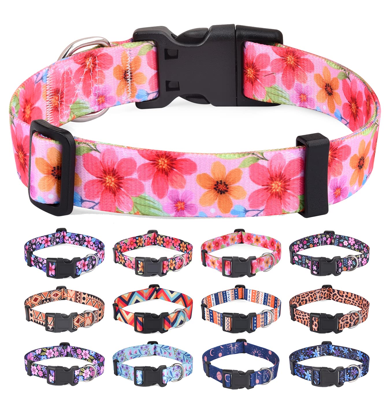 Hqyddmi Dog Collar For Large Dogs, Soft Comfy Pet Collar For Small Medium Large Dogs, Floral Pattern For Boy Girl Puppy Dogs(Flo