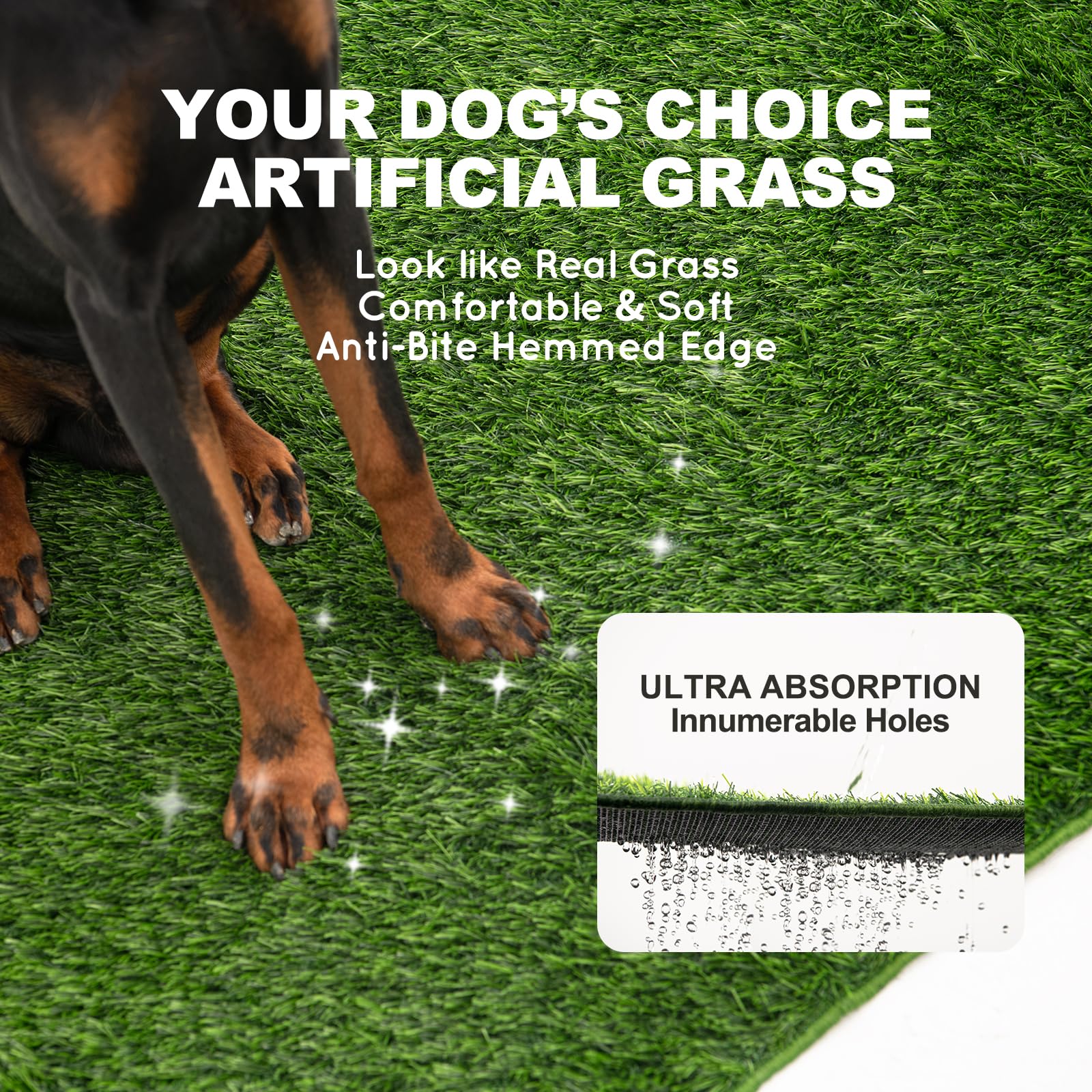 Hq4Us 4Legs Dog Grass Pad With Tray Extra Large 45     34    Ultra-Absorbent Artificial Grass Pad For Dogs Potty Grass Hemmed Ed