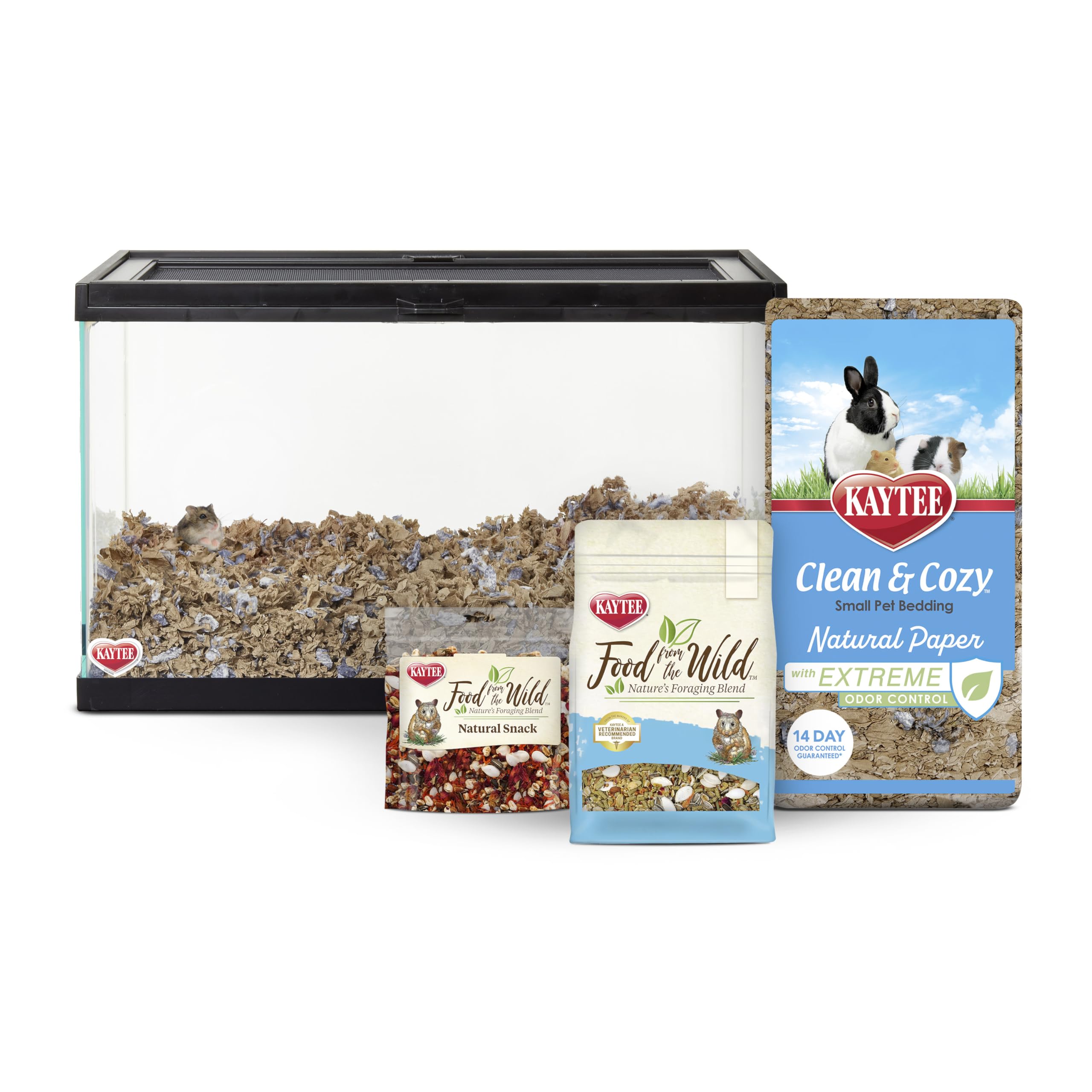 Kaytee Clearview Home Bundle, Glass Hamster Habitat, Secure and Chew-Proof, Fully Assembled, Easy to Clean, Comes with Bedding, 
