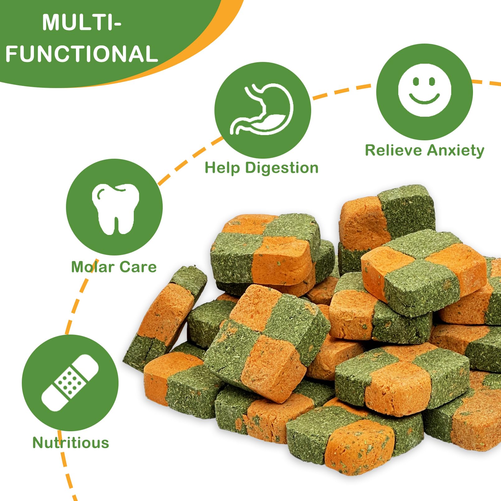 Fhiny 24 Pcs Rabbit Chew Toys, Natural Timothy Hay Carrot Biscuit Handmade Bunny Molar Toys For Teeth Small Animal Snacks For Ra