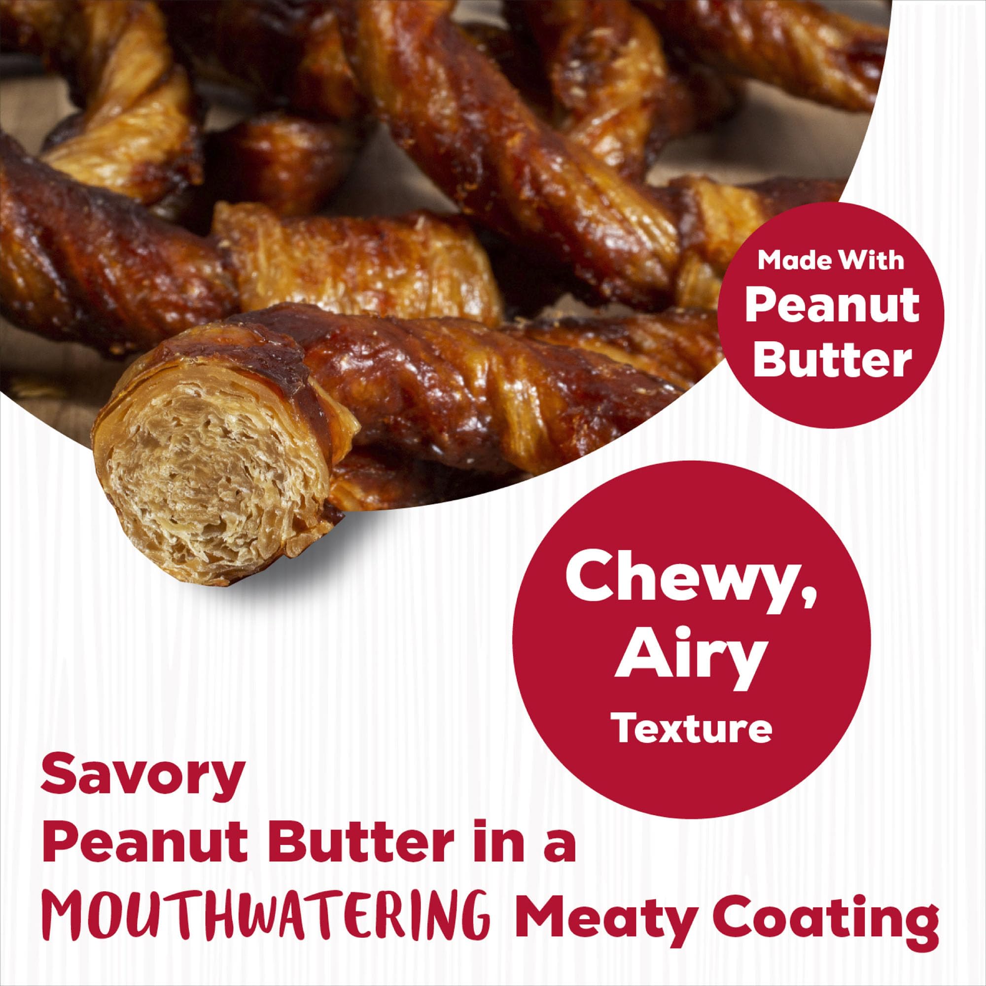 Country Kitchen Peanut Butter Rawhide Free Rings Dog Chews, 21 Count