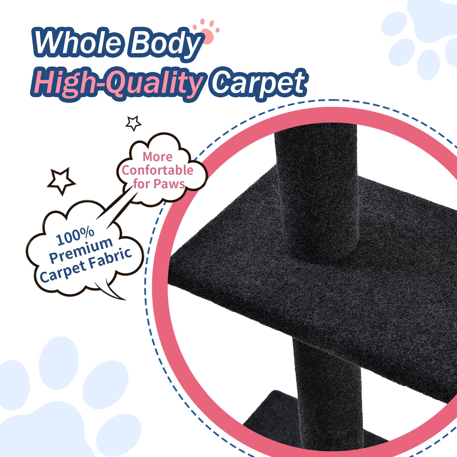 Max & Marlow Cat Tree Floor to Ceiling Cat Tower Height 95-108 Adjustable Kitten Tree Tall Climbing Tree with Carpet Scratching